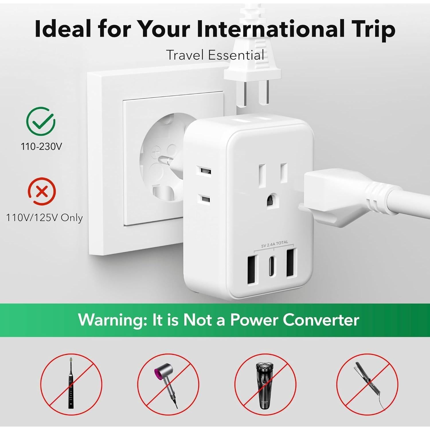 Adaptador de Enchufe de Viaje BN-LINK Tipo C 7 en 1