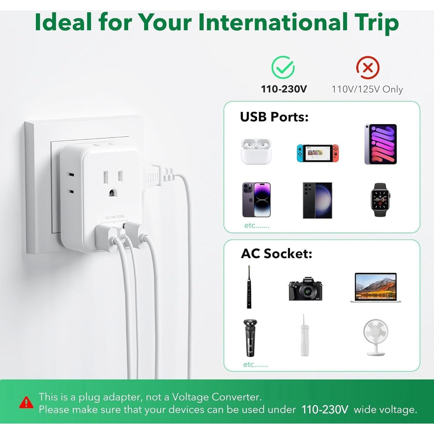 Adaptador de Enchufe de Viaje BN-LINK Tipo C 7 en 1