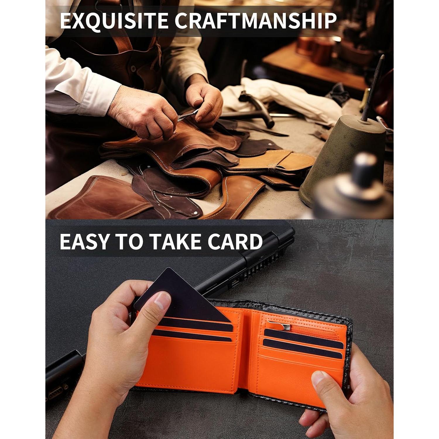 Billetera de Cuero Genuino Swallowmall con Bloqueo RFID 15 Tarjetas