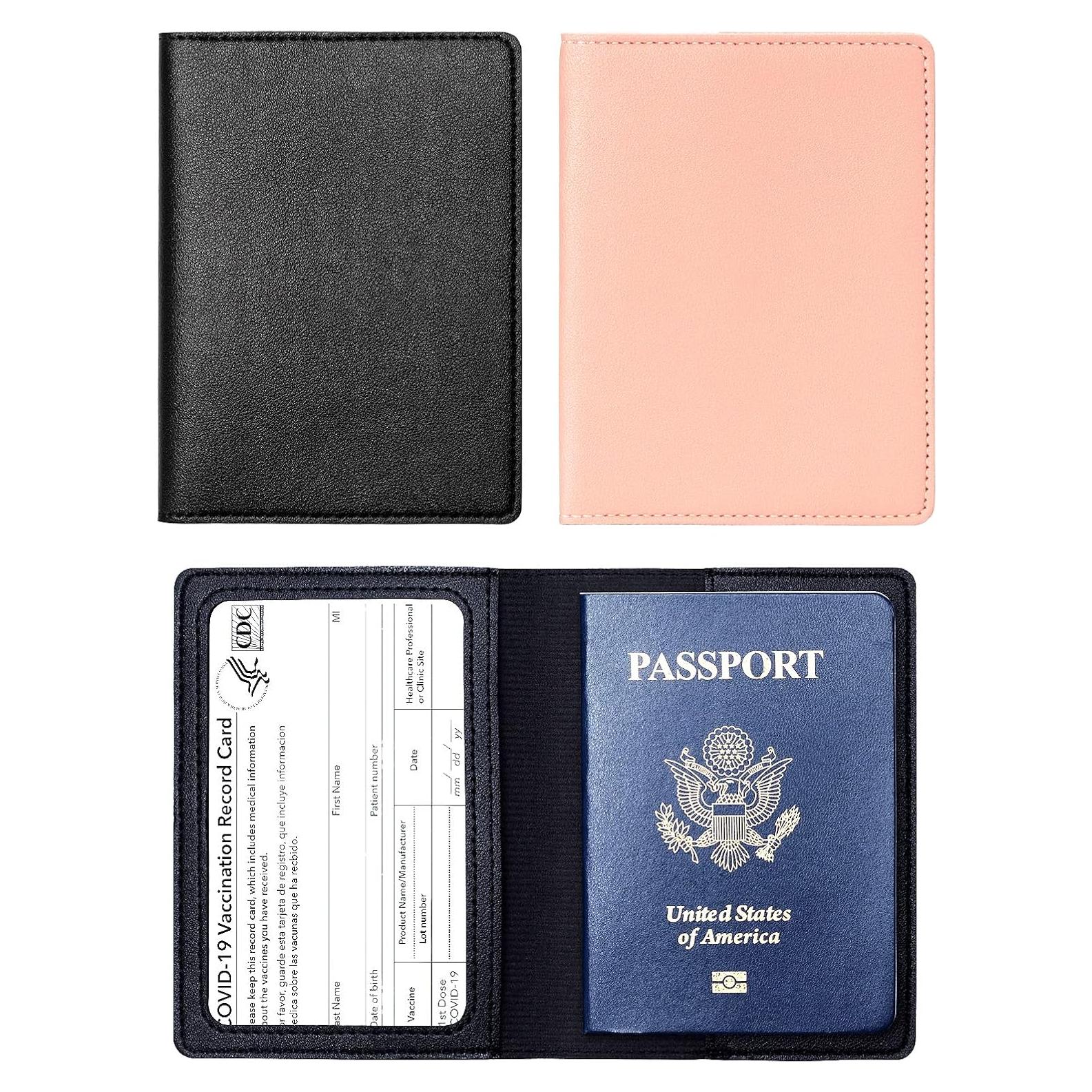 2 Fundas de Pasaporte y Tarjeta de Vacuna Arouselove PU