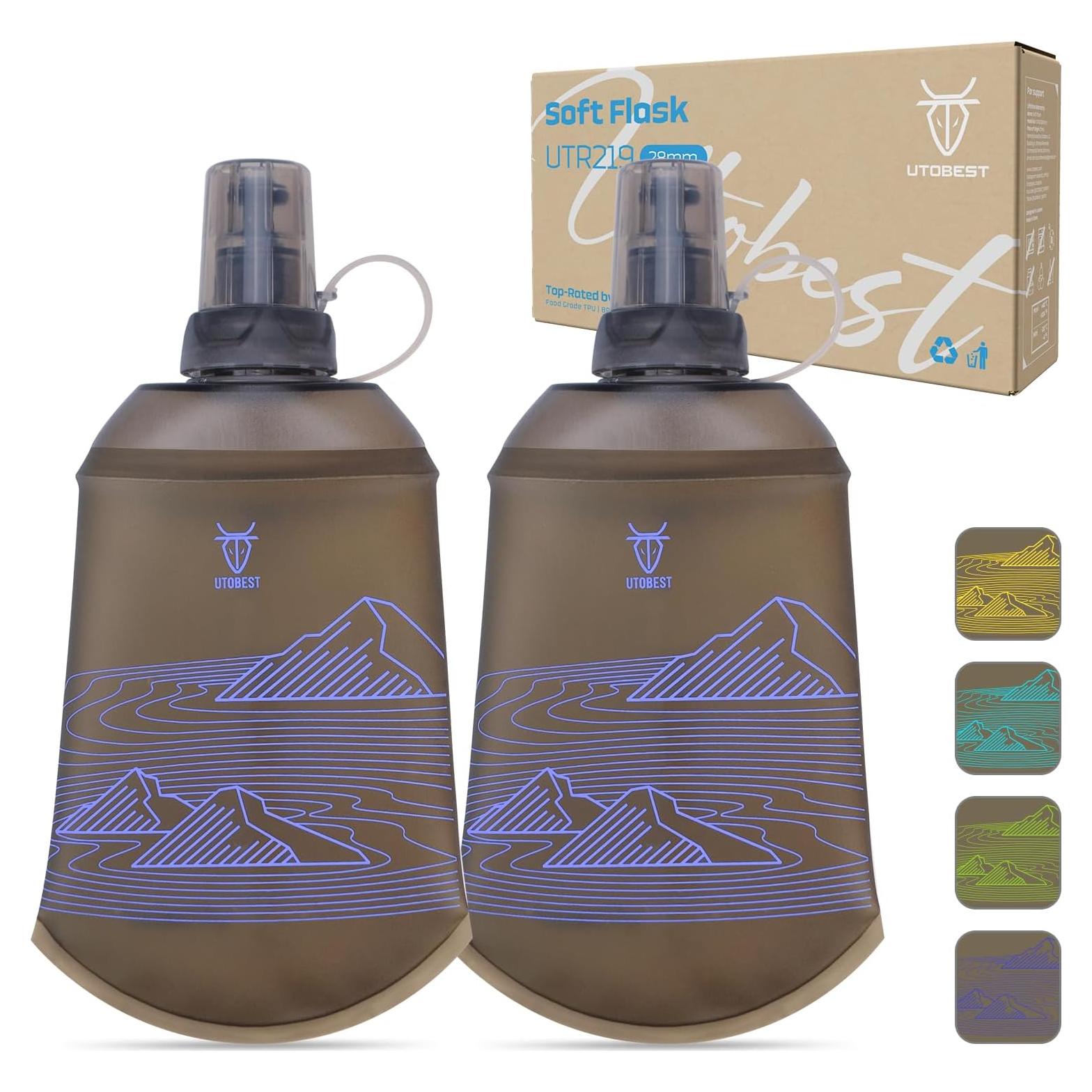 Botella de Agua Flexible 200ml UTObest - 2 Paquete Púrpura