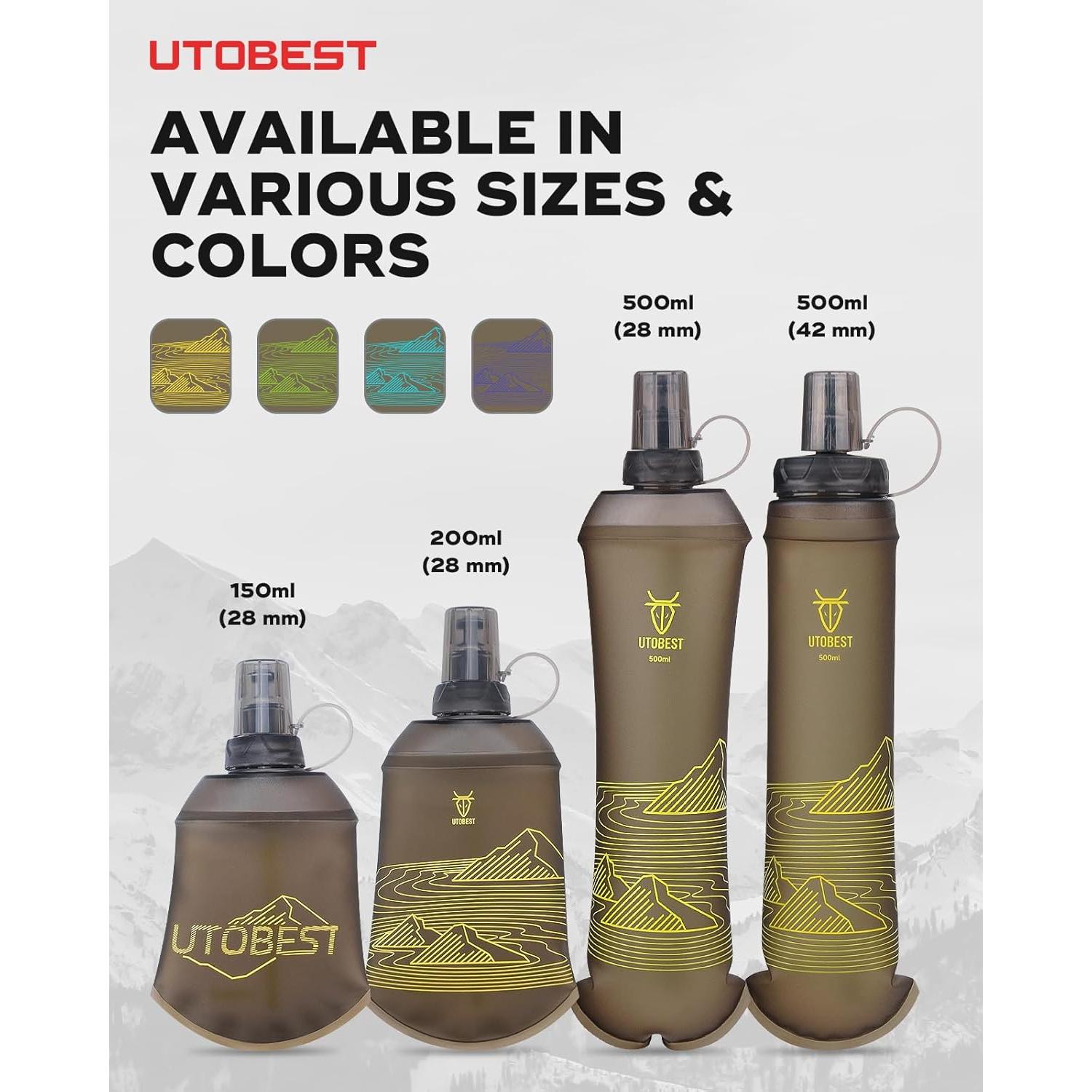 Botellas de Agua Colapsables 150ml TPU Amarillo - 2 Piezas