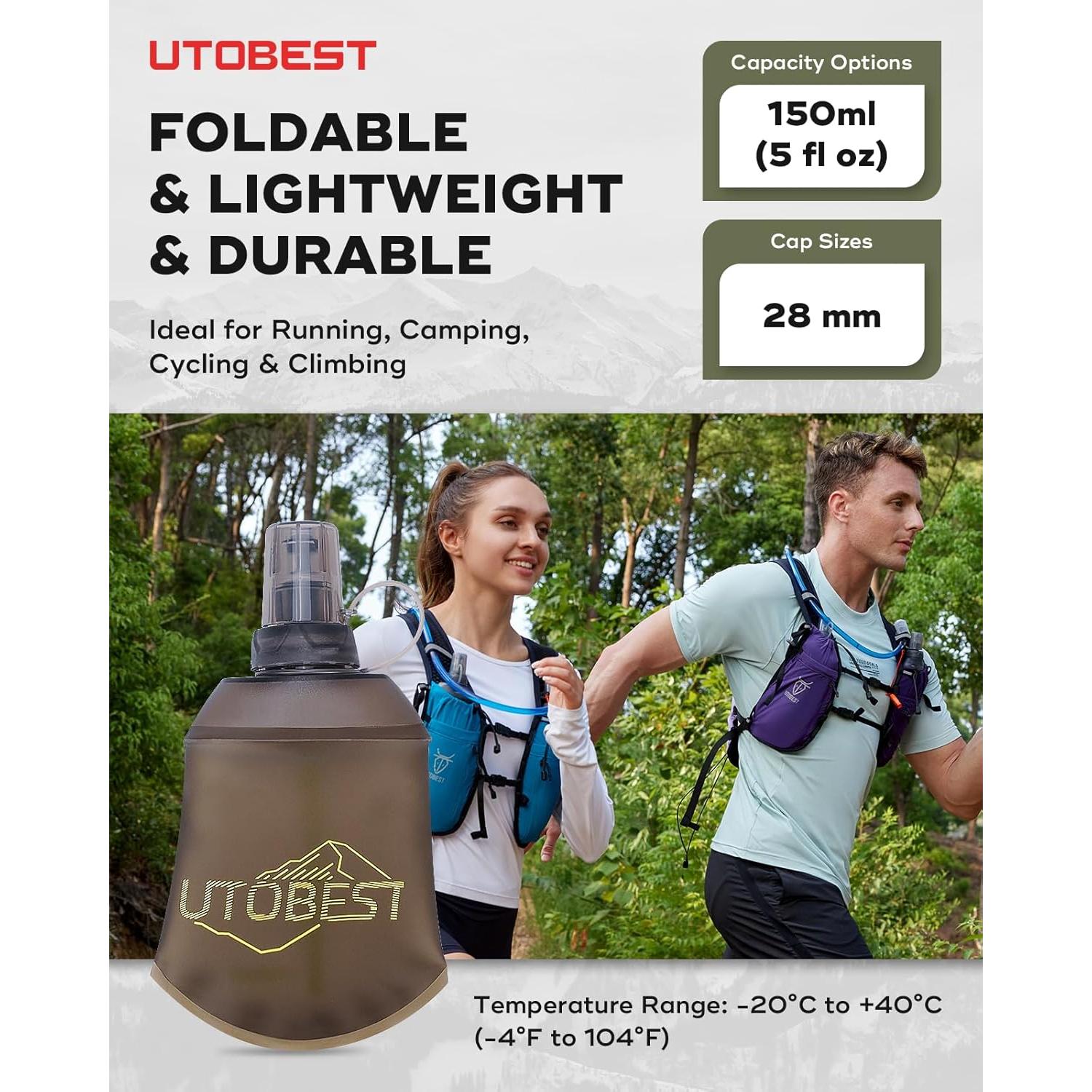 Botellas de Agua Colapsables 150ml TPU Amarillo - 2 Piezas