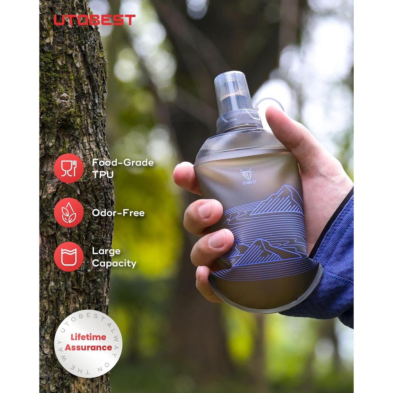 Botella de Agua Flexible 200ml UTObest - 2 Paquete Púrpura