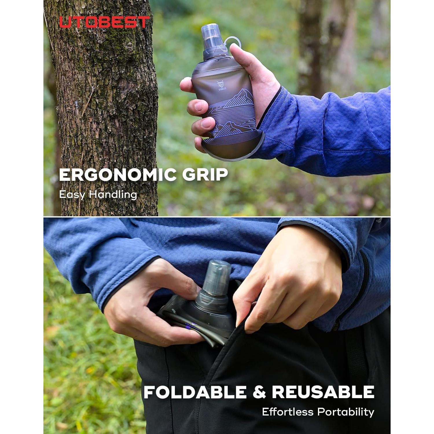 Botella de Agua Flexible 200ml UTObest - 2 Paquete Púrpura