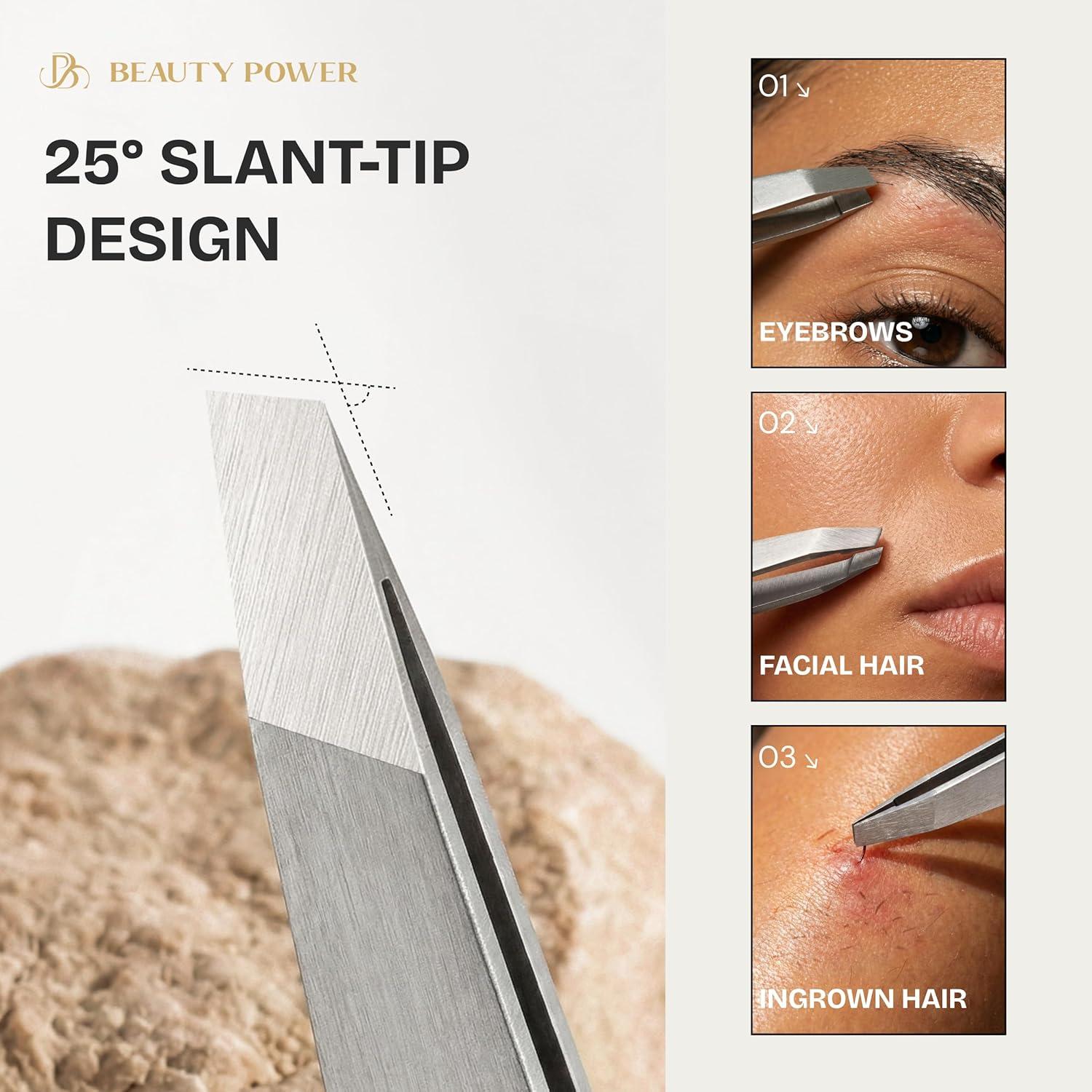 Pinzas de Precisión Beauty Power Inclinadas Acero Inoxidable