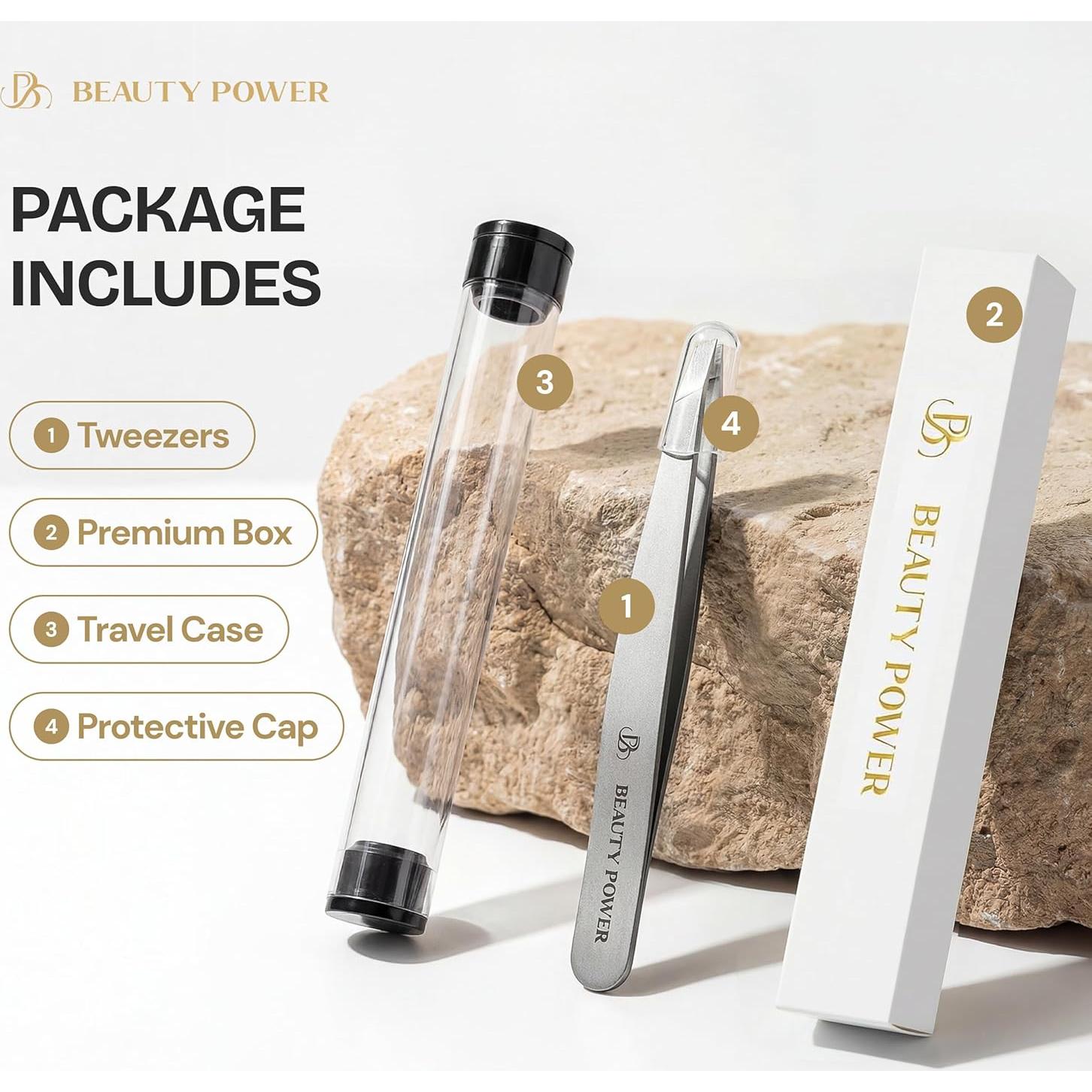 Pinzas de Precisión Beauty Power Inclinadas Acero Inoxidable