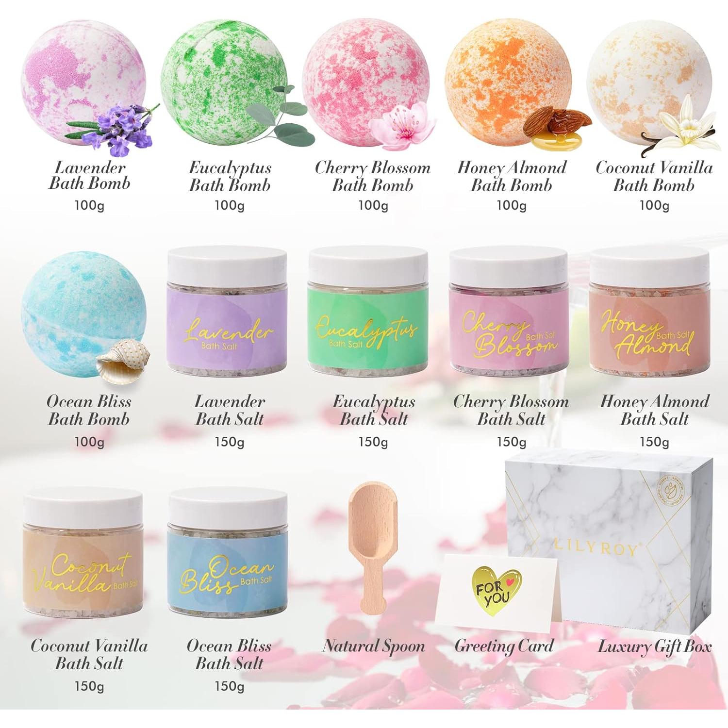 Juego de Spa de 14 Piezas LILY ROY con Sales y Bombas de Baño