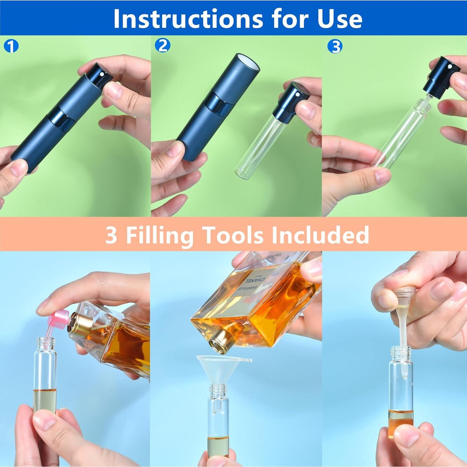 Set 3 Atomizadores de Perfume 8ml Yikimyfo Viaje Negro