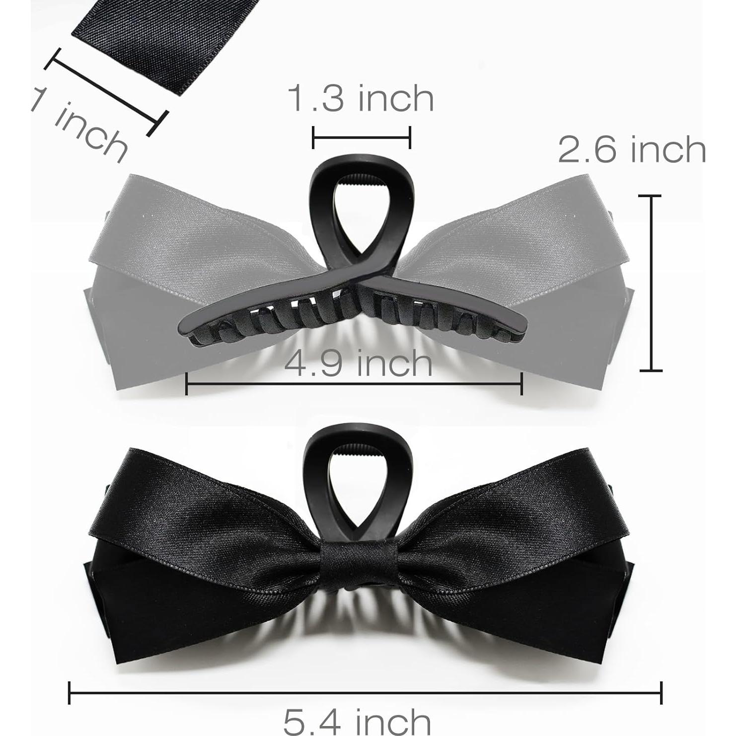 Clips de Garra para Cabello Sizobi - 2 Pcs Lazos Satinados Negros