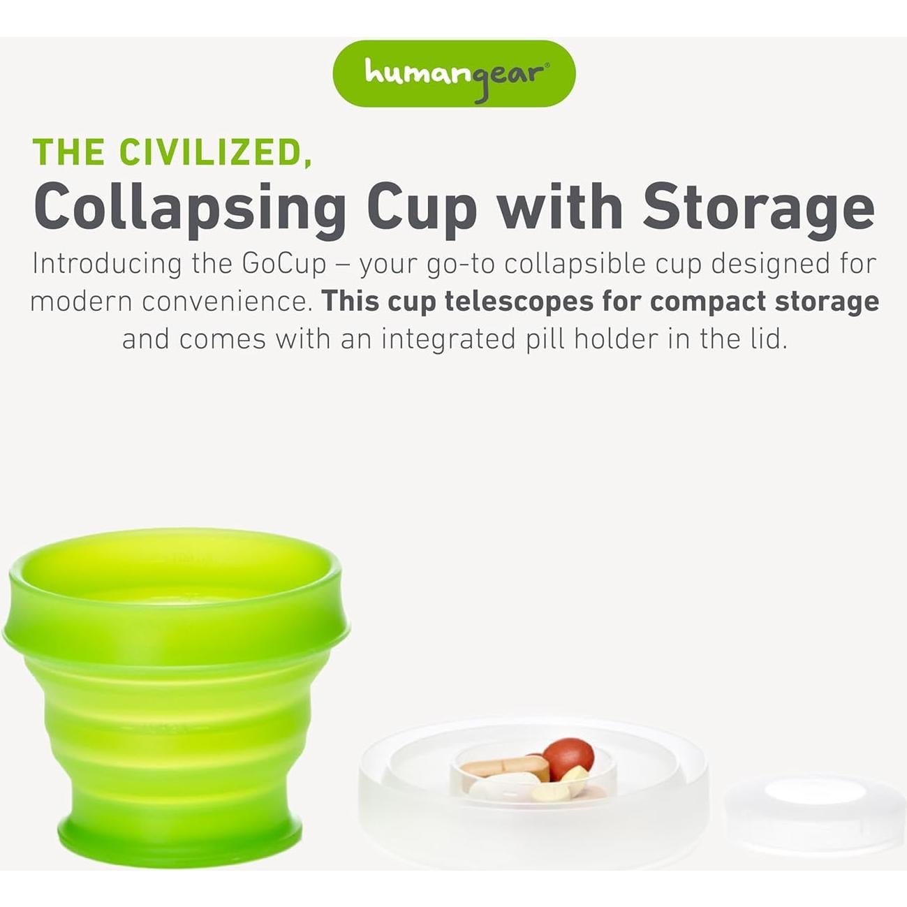Taza Colapsable GoCup Humangear 118ml Verde Libre de BPA