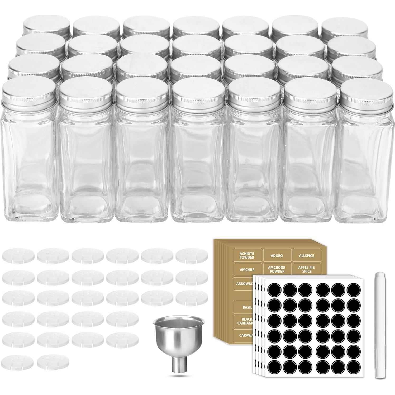 Juego de 28 Tarros de Especias de Vidrio Antimbee 3.5 oz