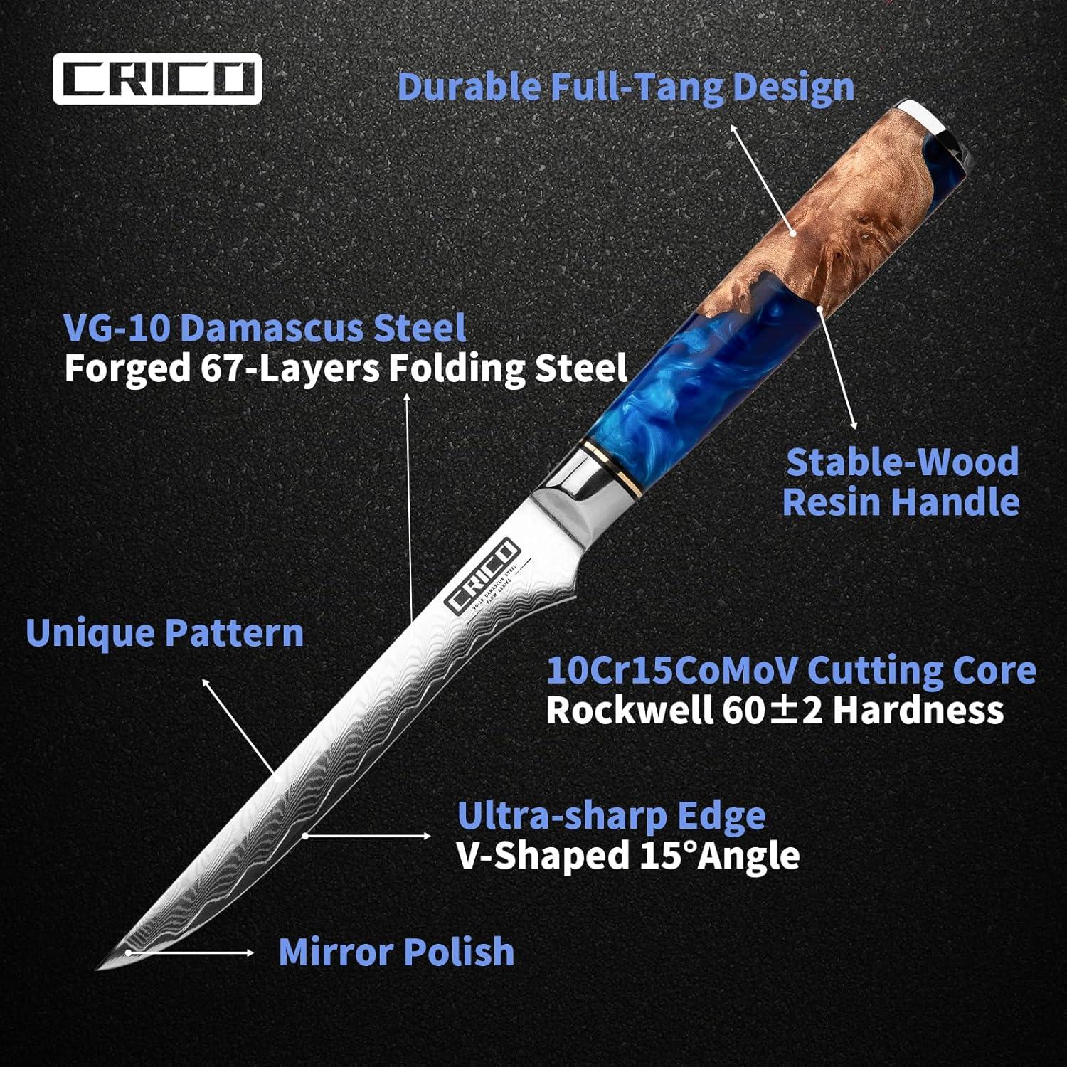 Cuchillo de Deshuesar CRICO Damasco 13.5 cm Acero VG10 Forjado