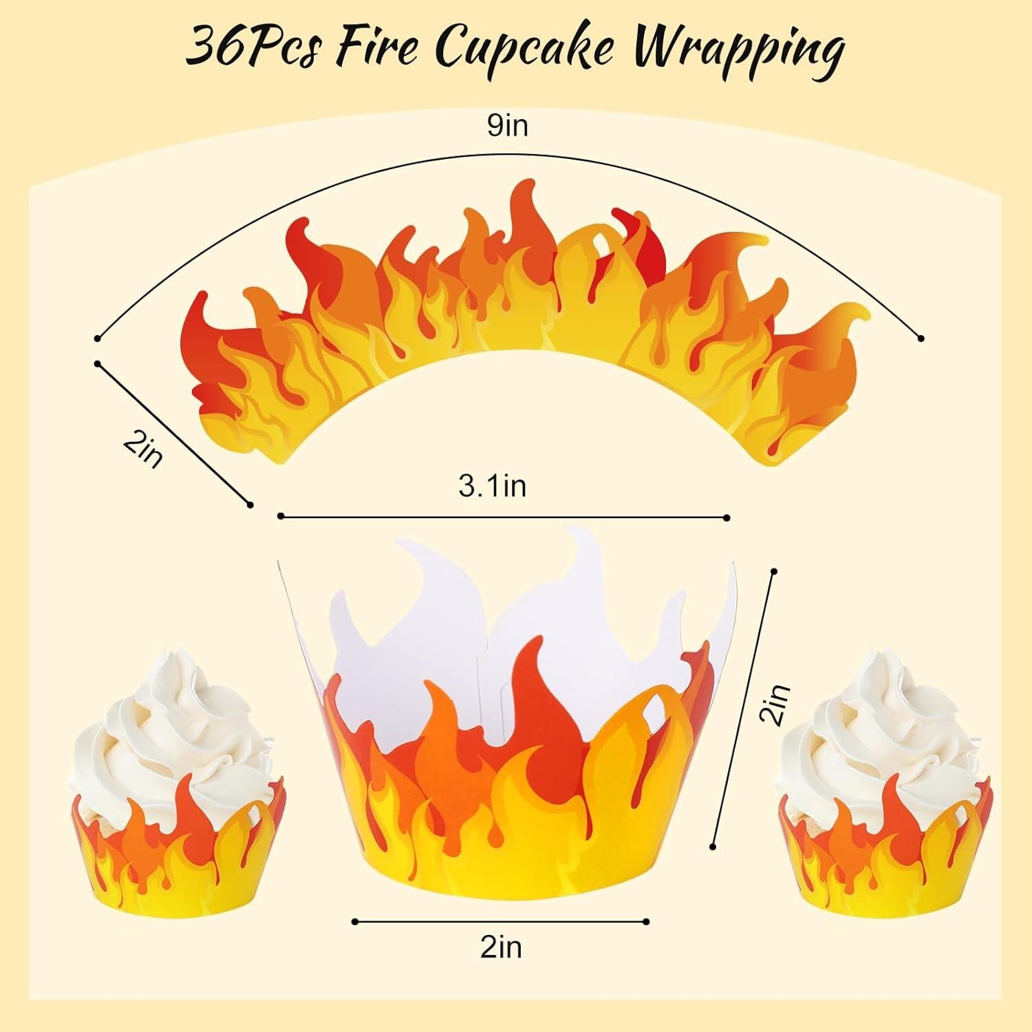 Fundas para Cupcakes de Fuego Whaline - 36 Piezas Decorativas