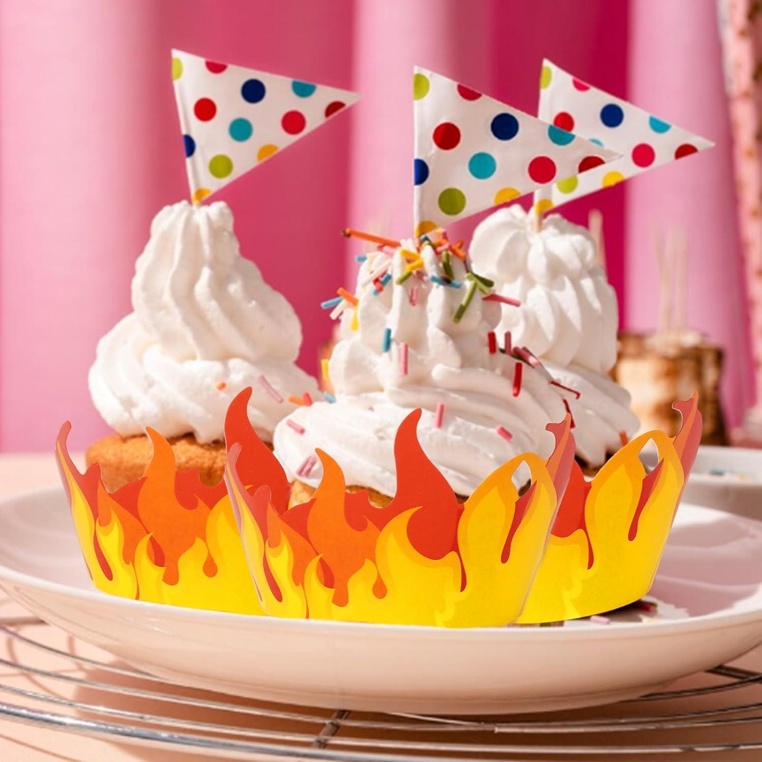 Fundas para Cupcakes de Fuego Whaline - 36 Piezas Decorativas