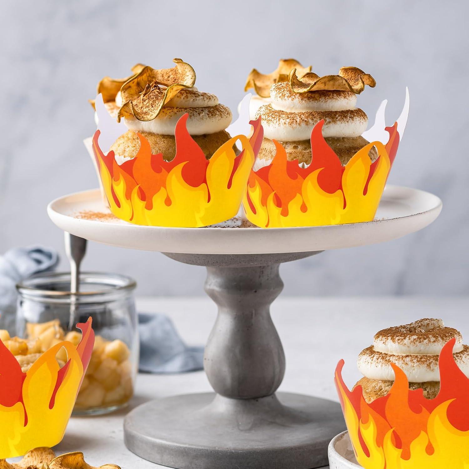 Fundas para Cupcakes de Fuego Whaline - 36 Piezas Decorativas