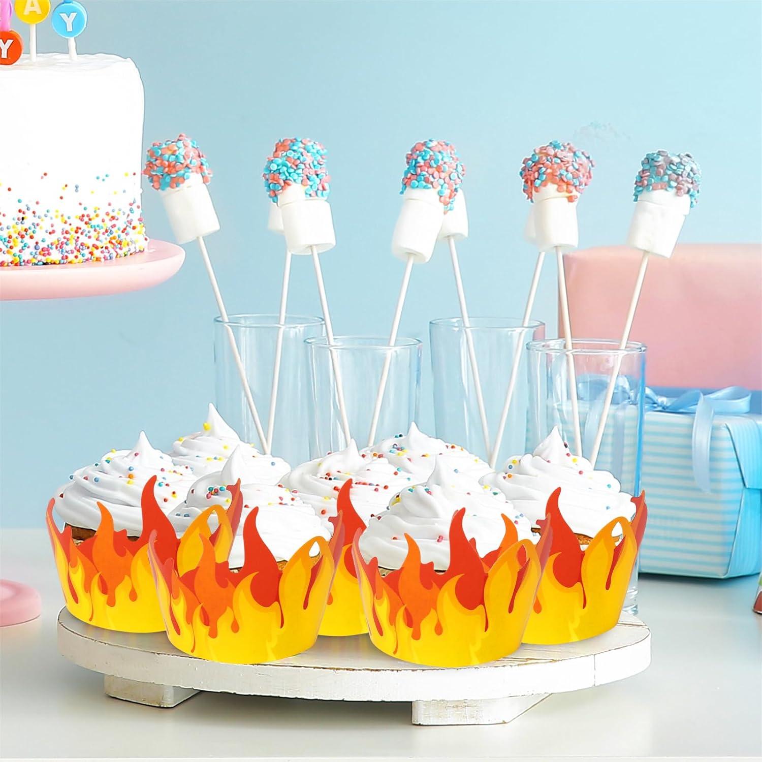 Fundas para Cupcakes de Fuego Whaline - 36 Piezas Decorativas