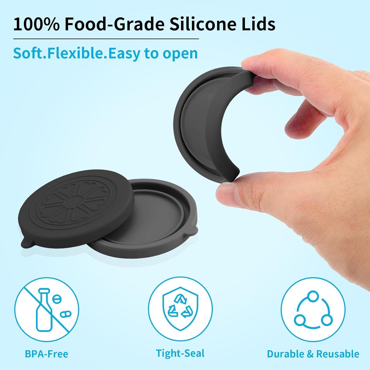 Tapas de Silicona para Tarros de Yogur Oui 5 Oz - Volcanoes Club - 12 Piezas Negras