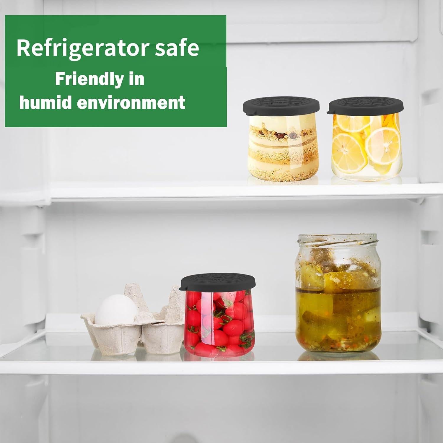 Tapas de Silicona para Tarros de Yogur Oui 5 Oz - Volcanoes Club - 12 Piezas Negras