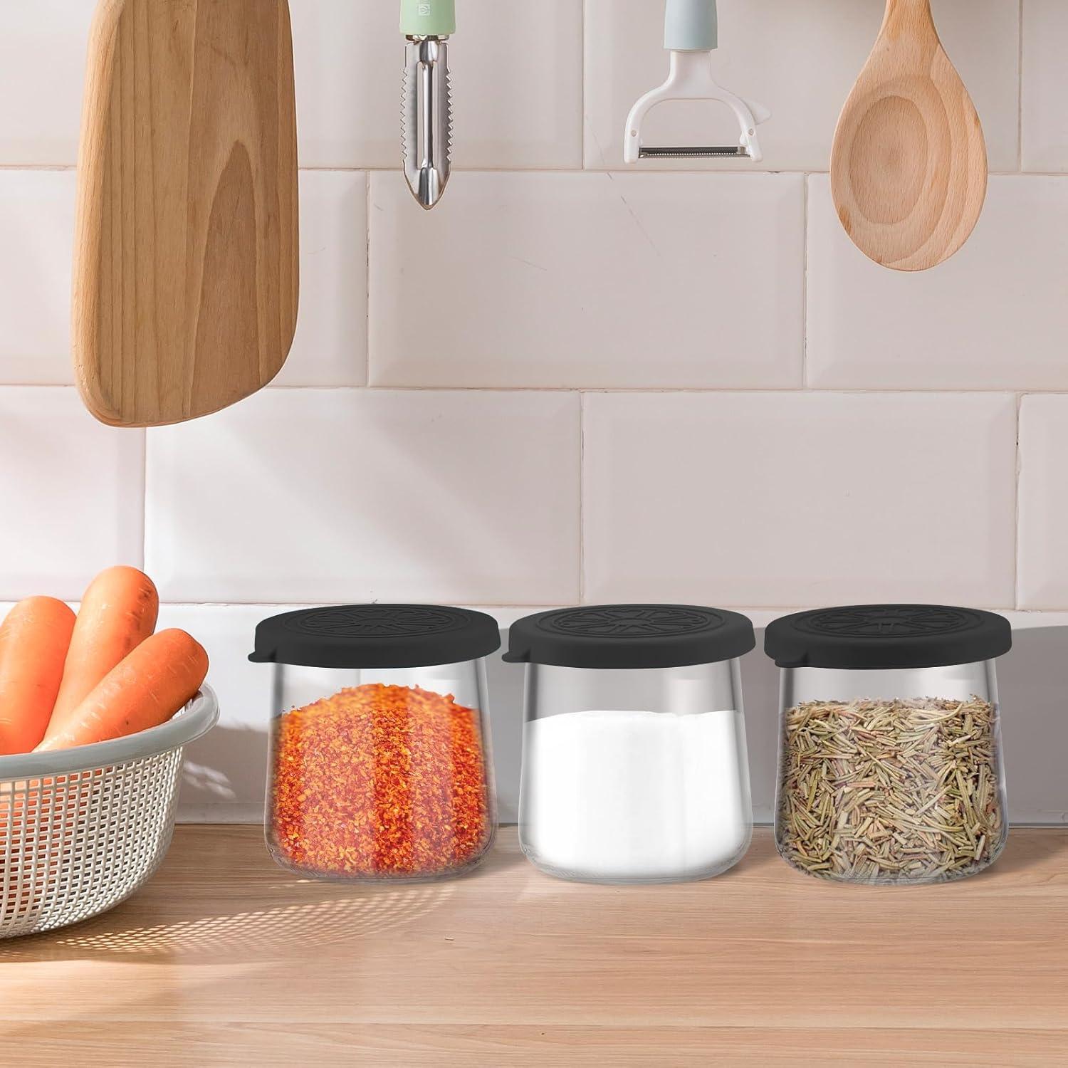 Tapas de Silicona para Tarros de Yogur Oui 5 Oz - Volcanoes Club - 12 Piezas Negras