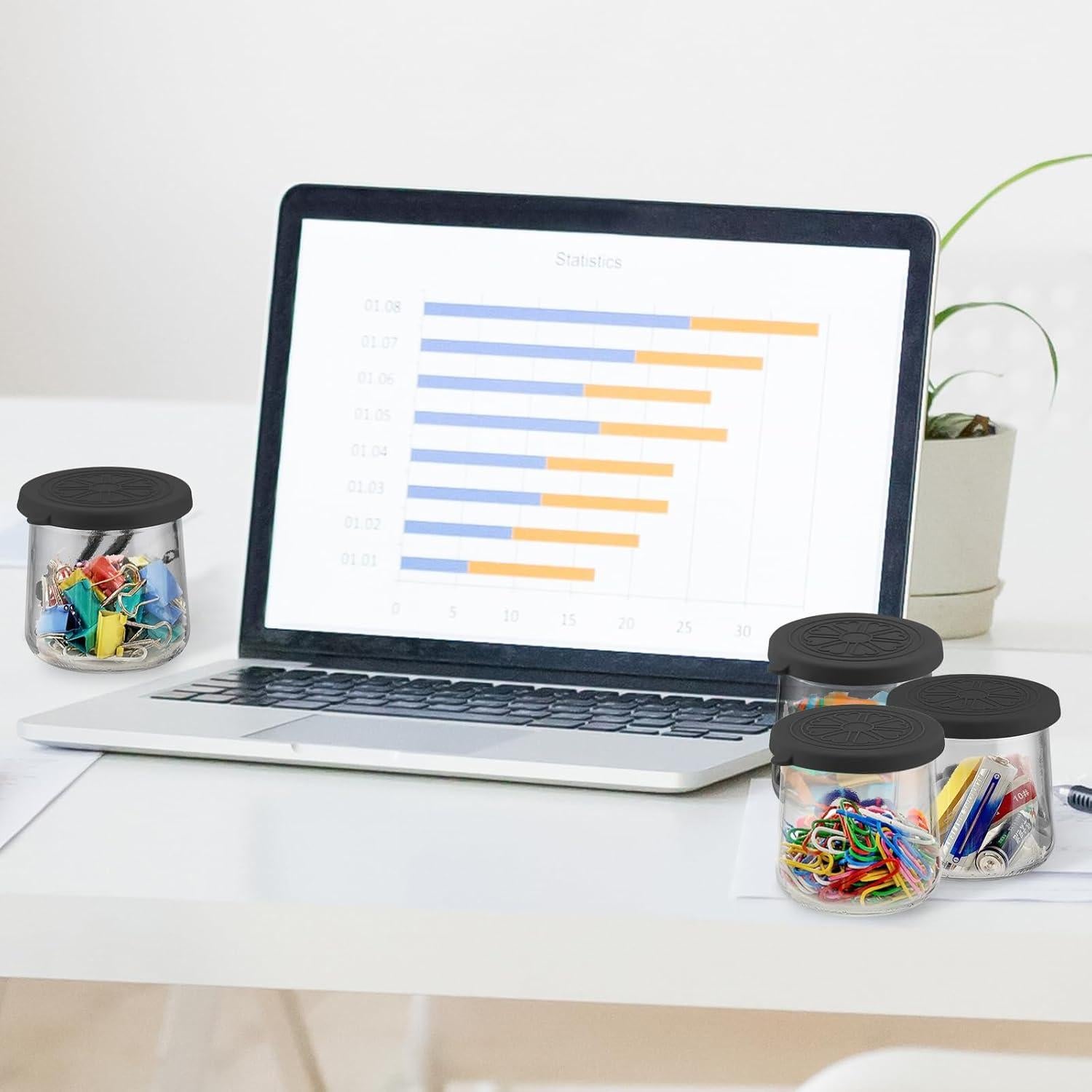 Tapas de Silicona para Tarros de Yogur Oui 5 Oz - Volcanoes Club - 12 Piezas Negras