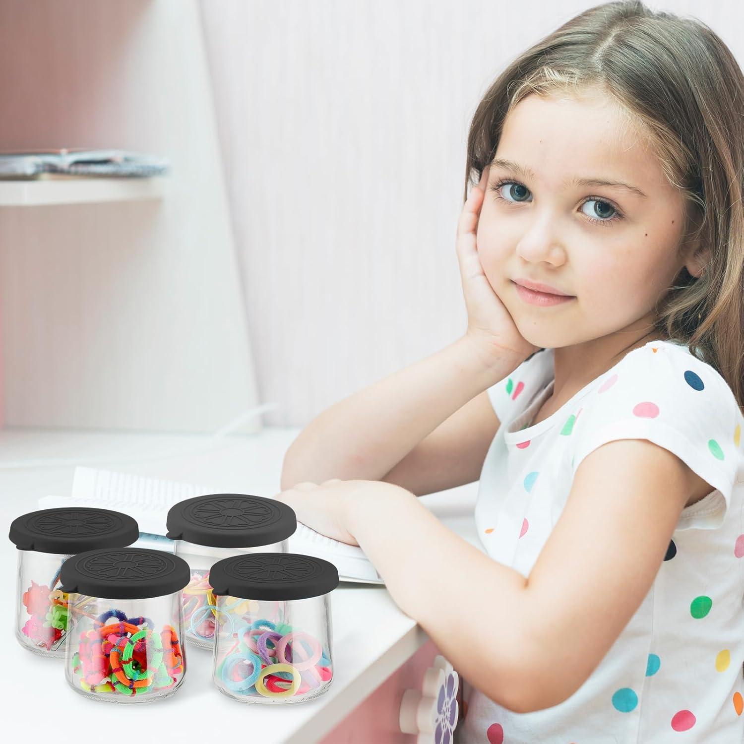 Tapas de Silicona para Tarros de Yogur Oui 5 Oz - Volcanoes Club - 12 Piezas Negras