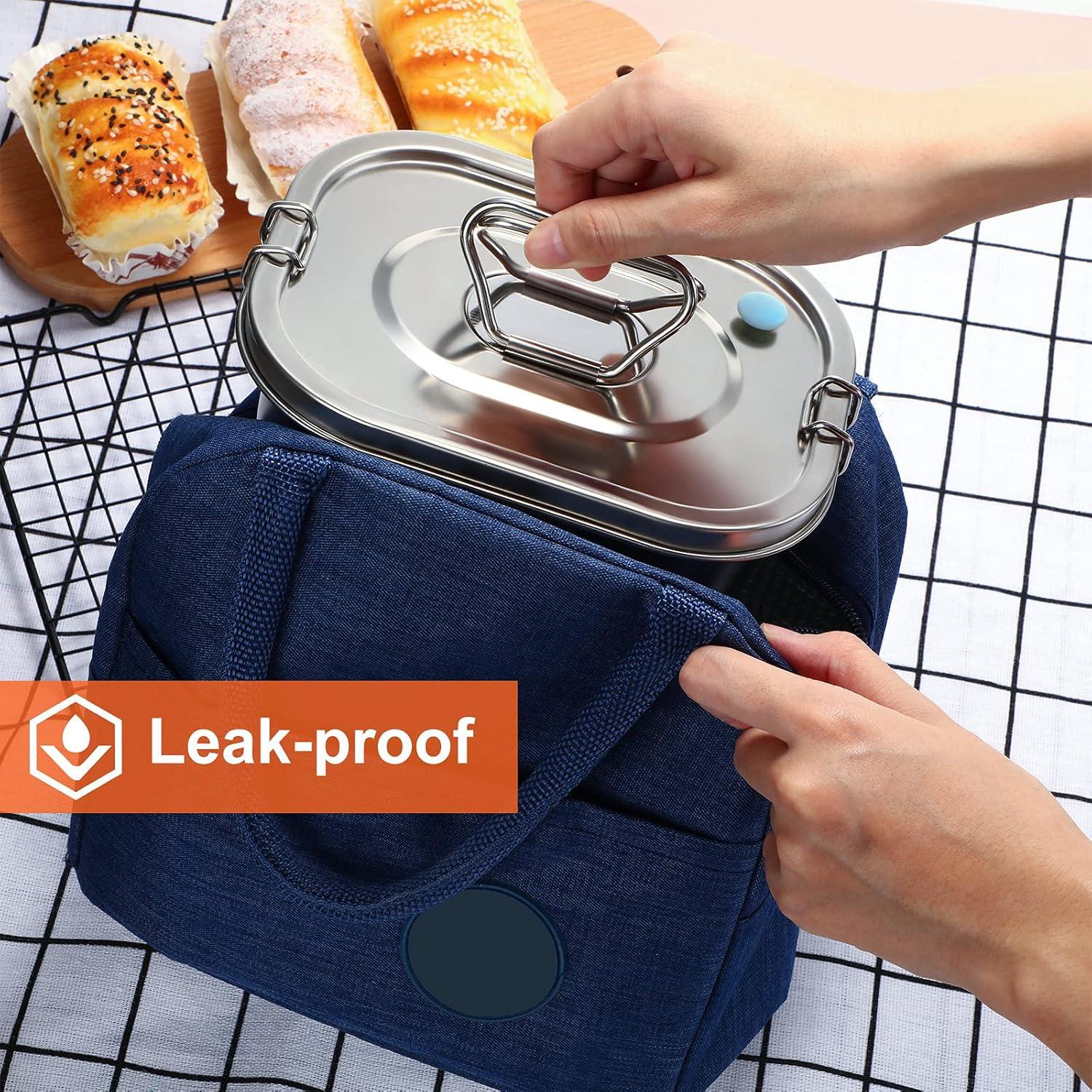 Caja Bento de Metal Romooa 2 Piezas Acero Inoxidable Hermética