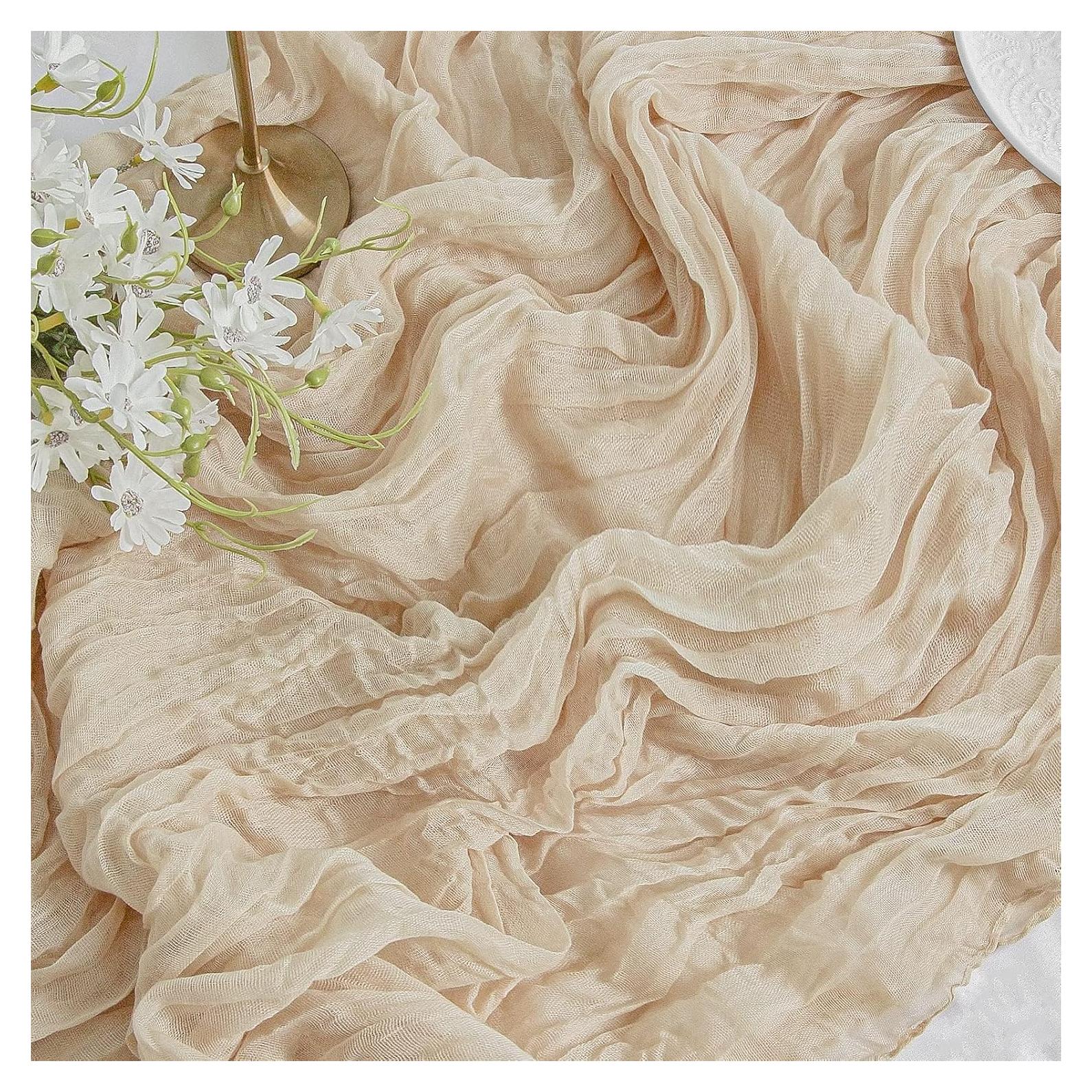 Corredor de Mesa de Gasa Beige FEXIA 89x305 cm Boho Rústico