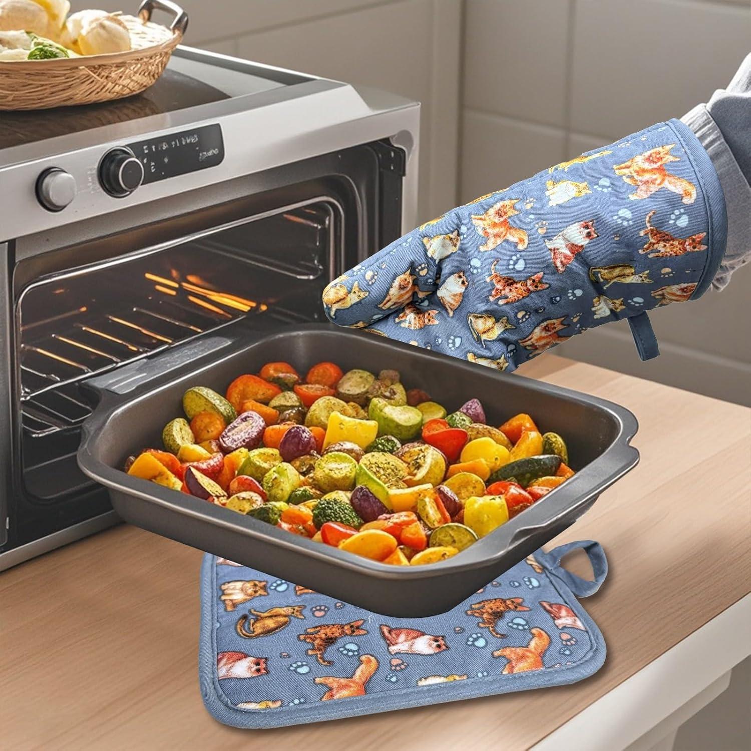 Guantes de Horno Antideslizantes RED LMLDETA 480°F Azul Gato