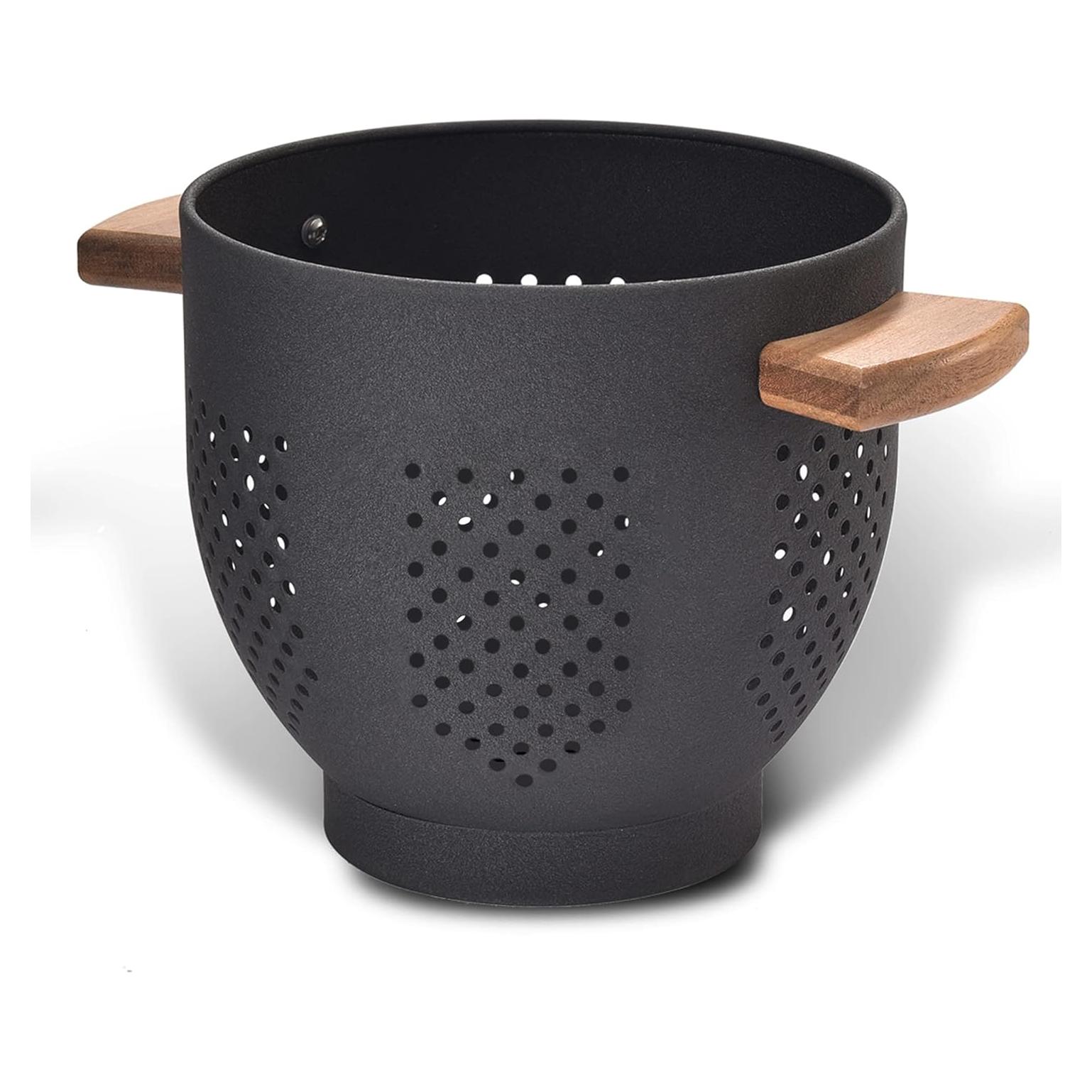 Colador de Metal BeFare 3 Cuartos con Mango de Madera Negro Mate