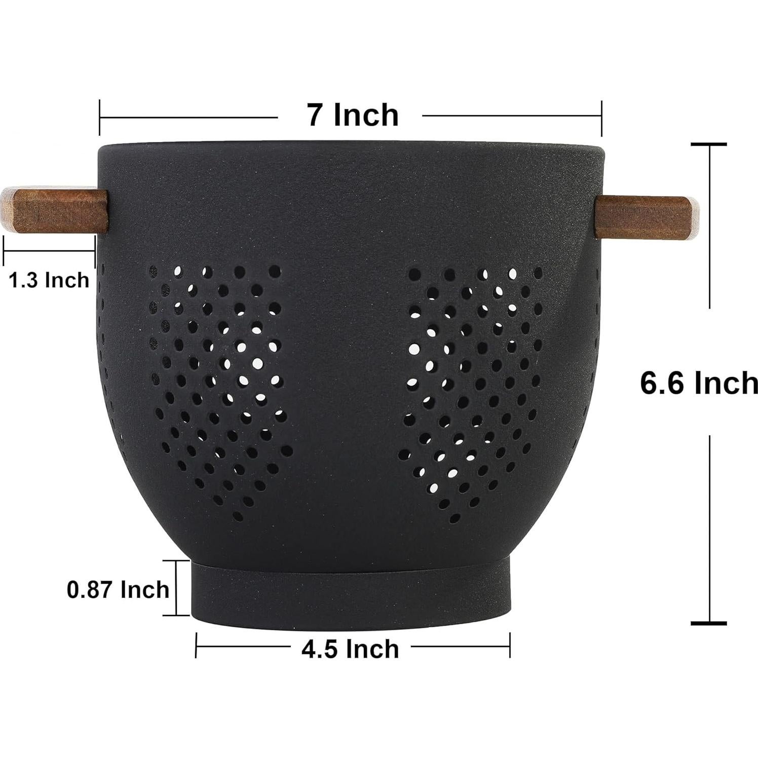 Colador de Metal BeFare 3 Cuartos con Mango de Madera Negro Mate