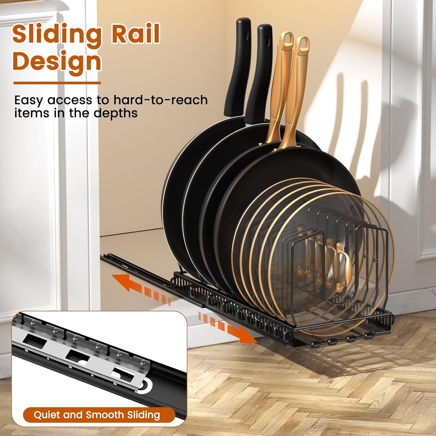 Organizador Deslizante de Ollas y Sartenes Housolution Negro