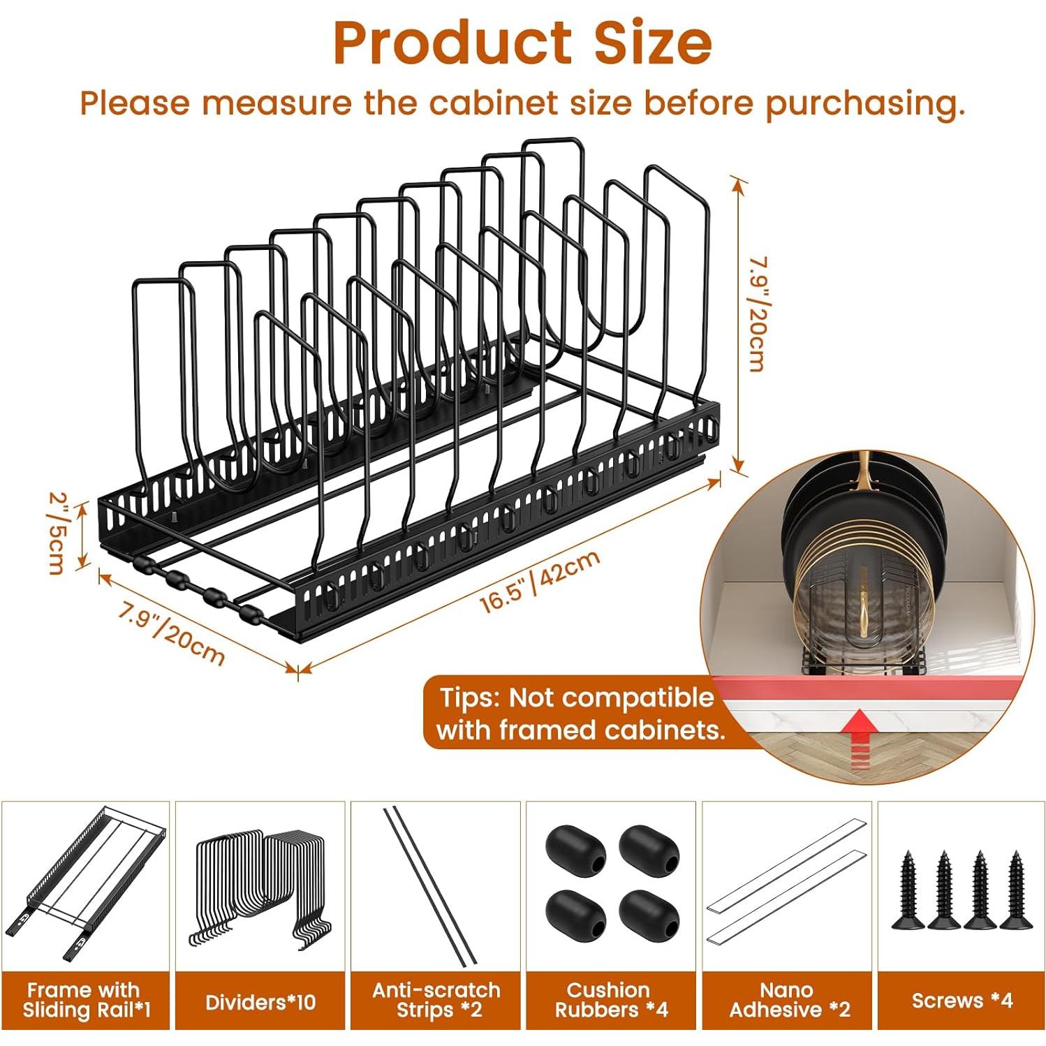 Organizador Deslizante de Ollas y Sartenes Housolution Negro