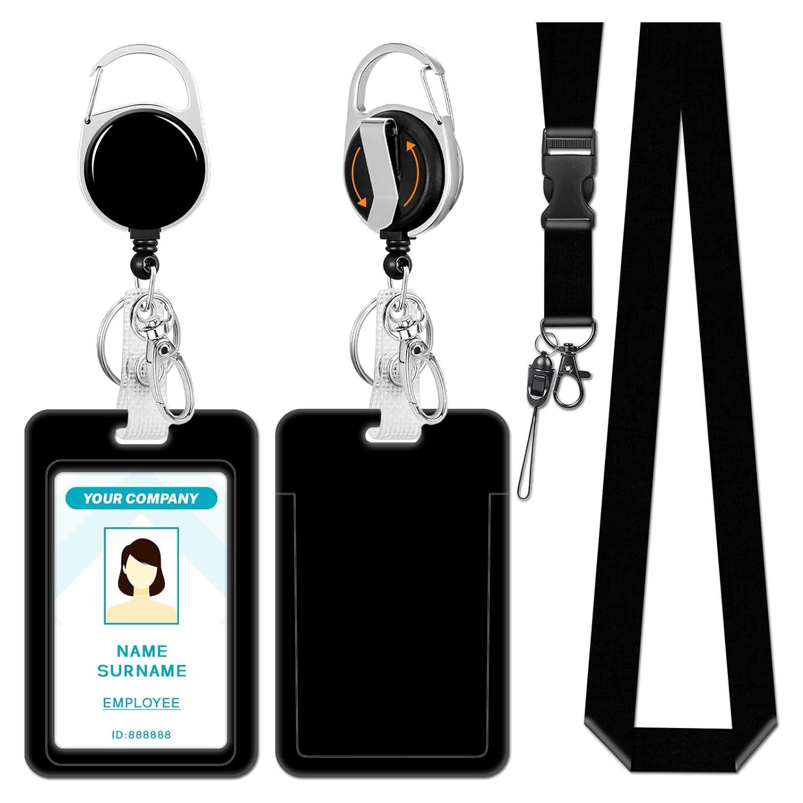 Lanyard Negro Hancynir con Soporte Retráctil para Insignias