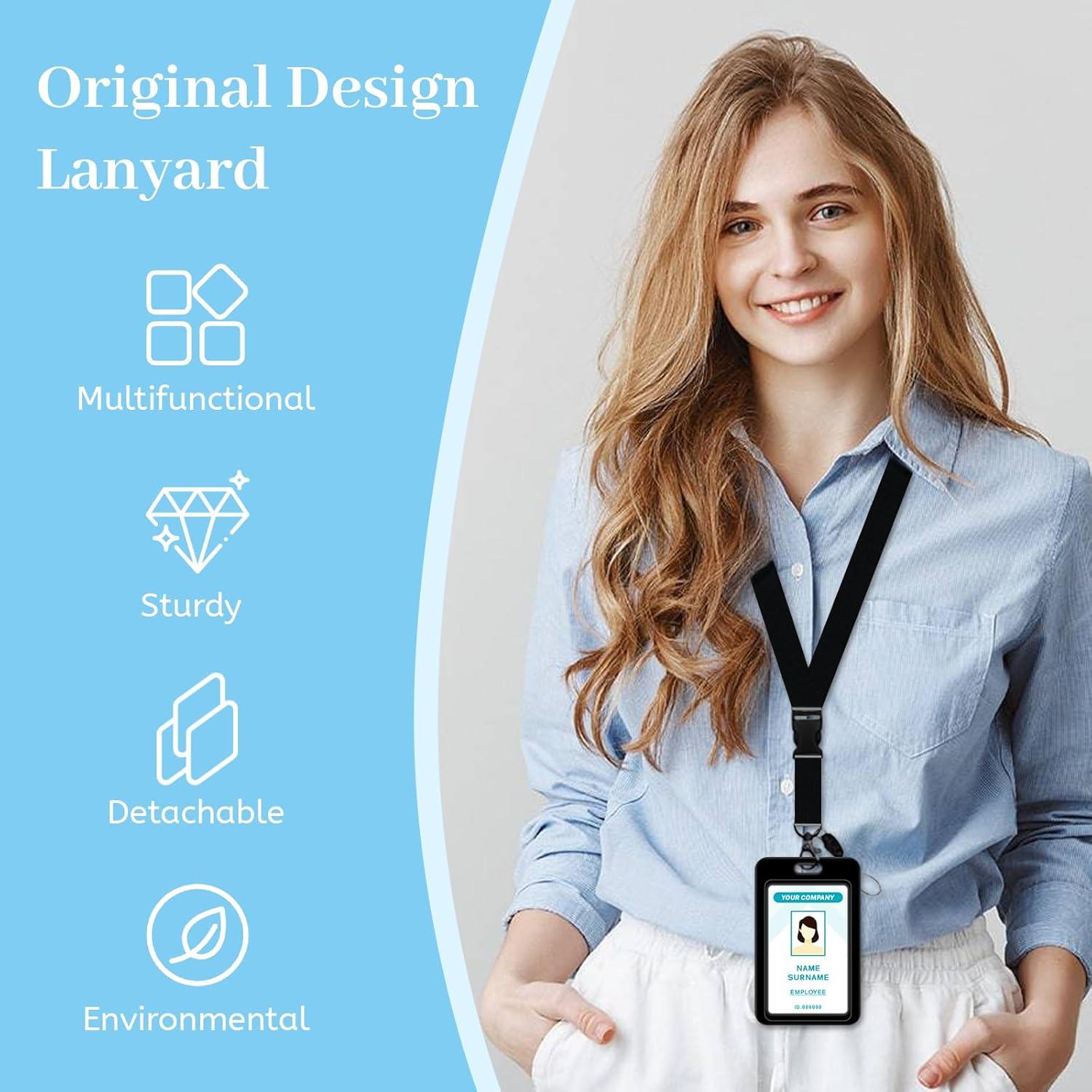 Lanyard Negro Hancynir con Soporte Retráctil para Insignias