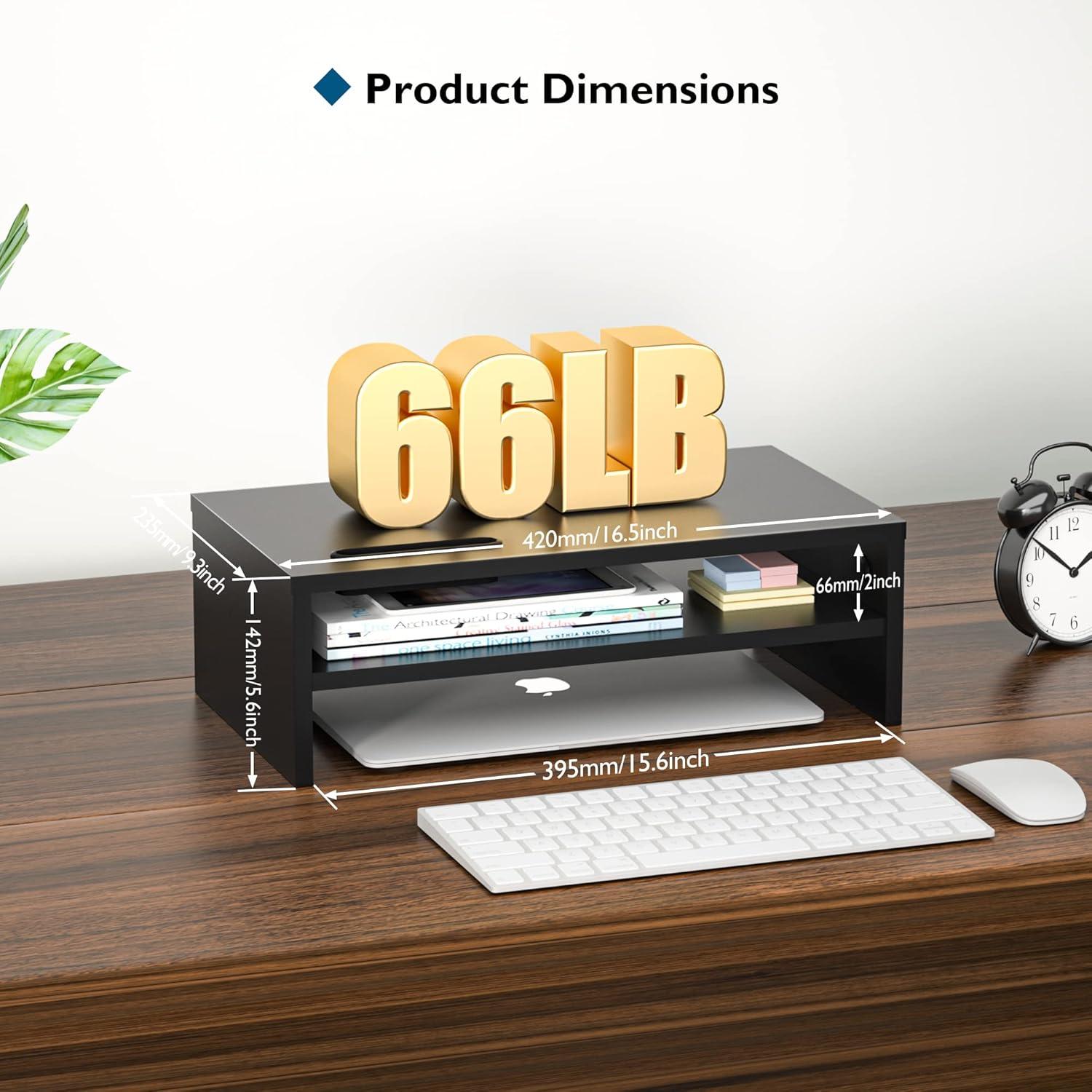 Soporte de Monitor Ergonómico BONTEC 16.5" Negro con Almacenamiento