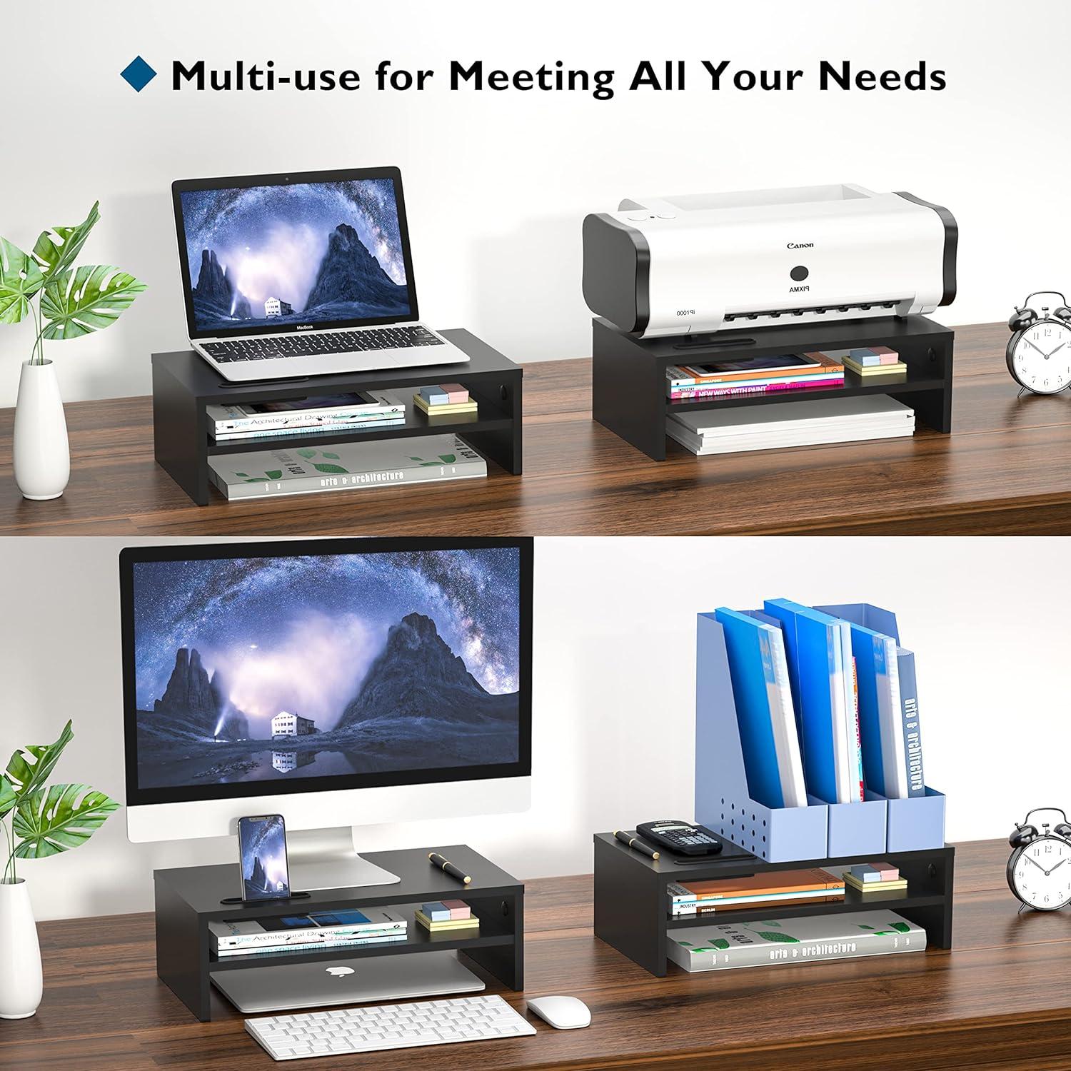 Soporte de Monitor Ergonómico BONTEC 16.5" Negro con Almacenamiento