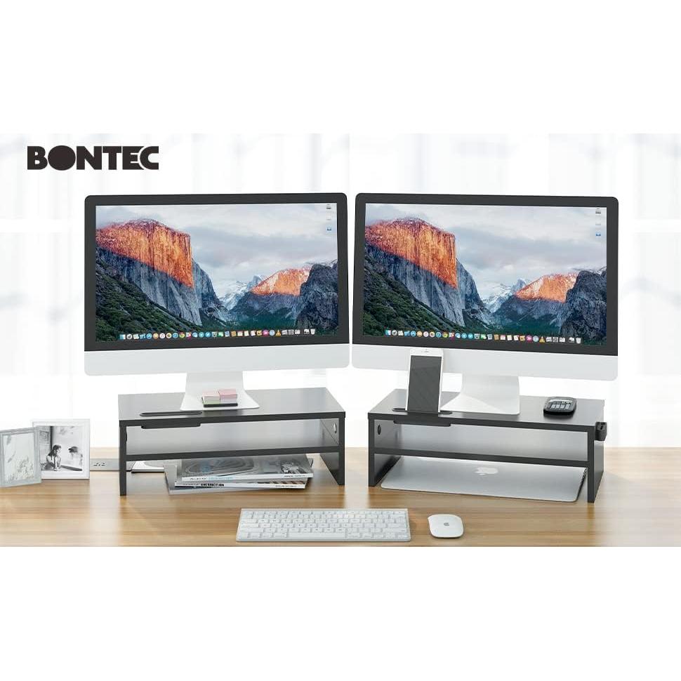 Soporte de Monitor Ergonómico BONTEC 16.5" Negro con Almacenamiento