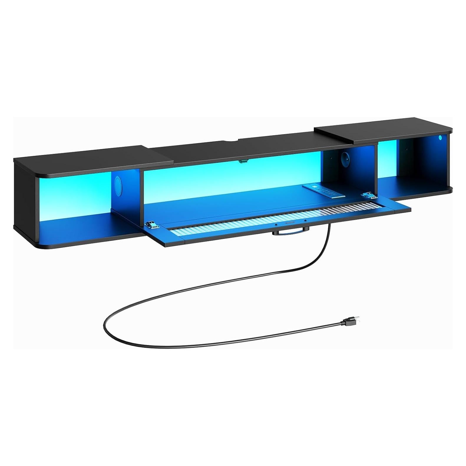 Soporte de TV Flotante HOOBRO 139 cm con Luz LED y Tomas