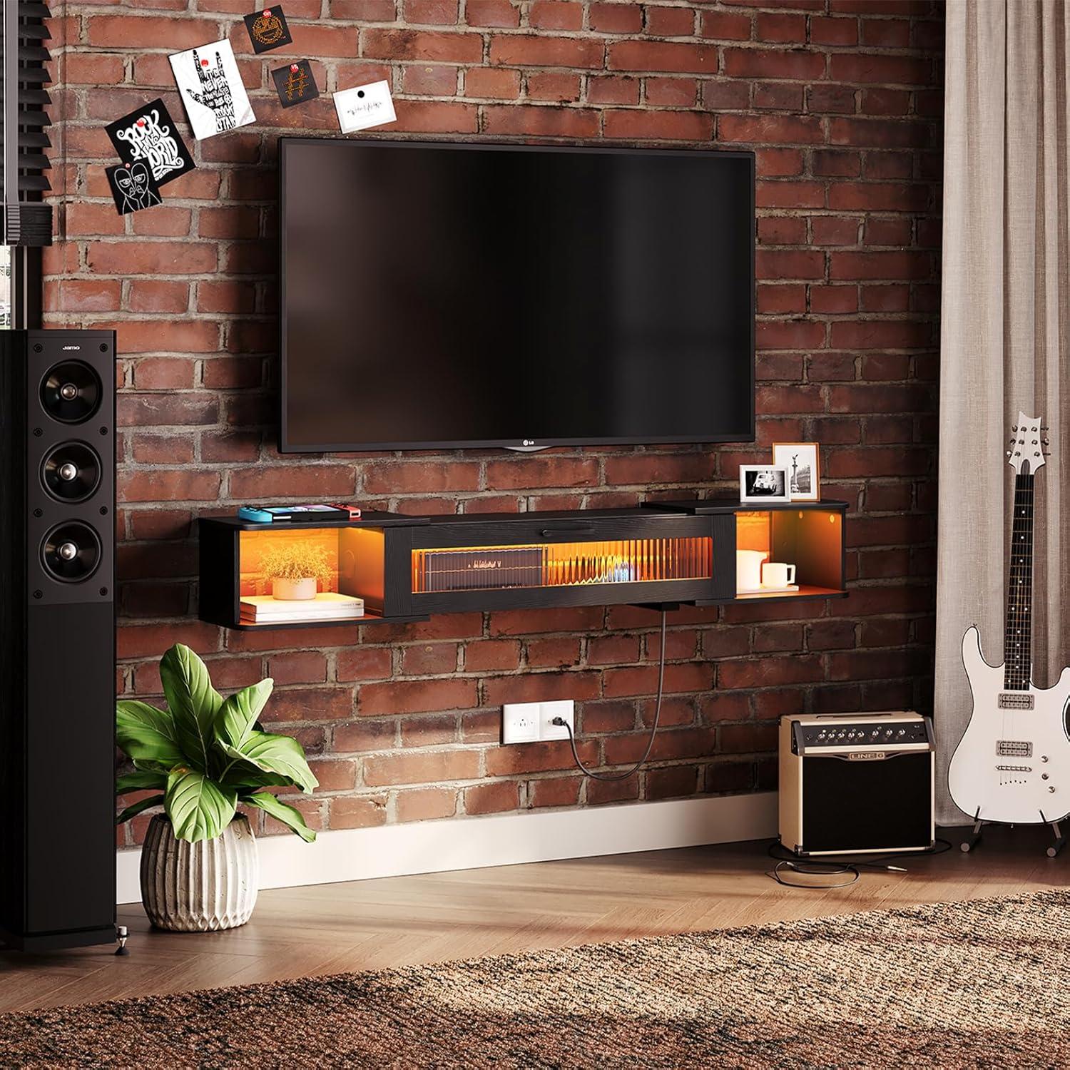 Soporte de TV Flotante HOOBRO 139 cm con Luz LED y Tomas