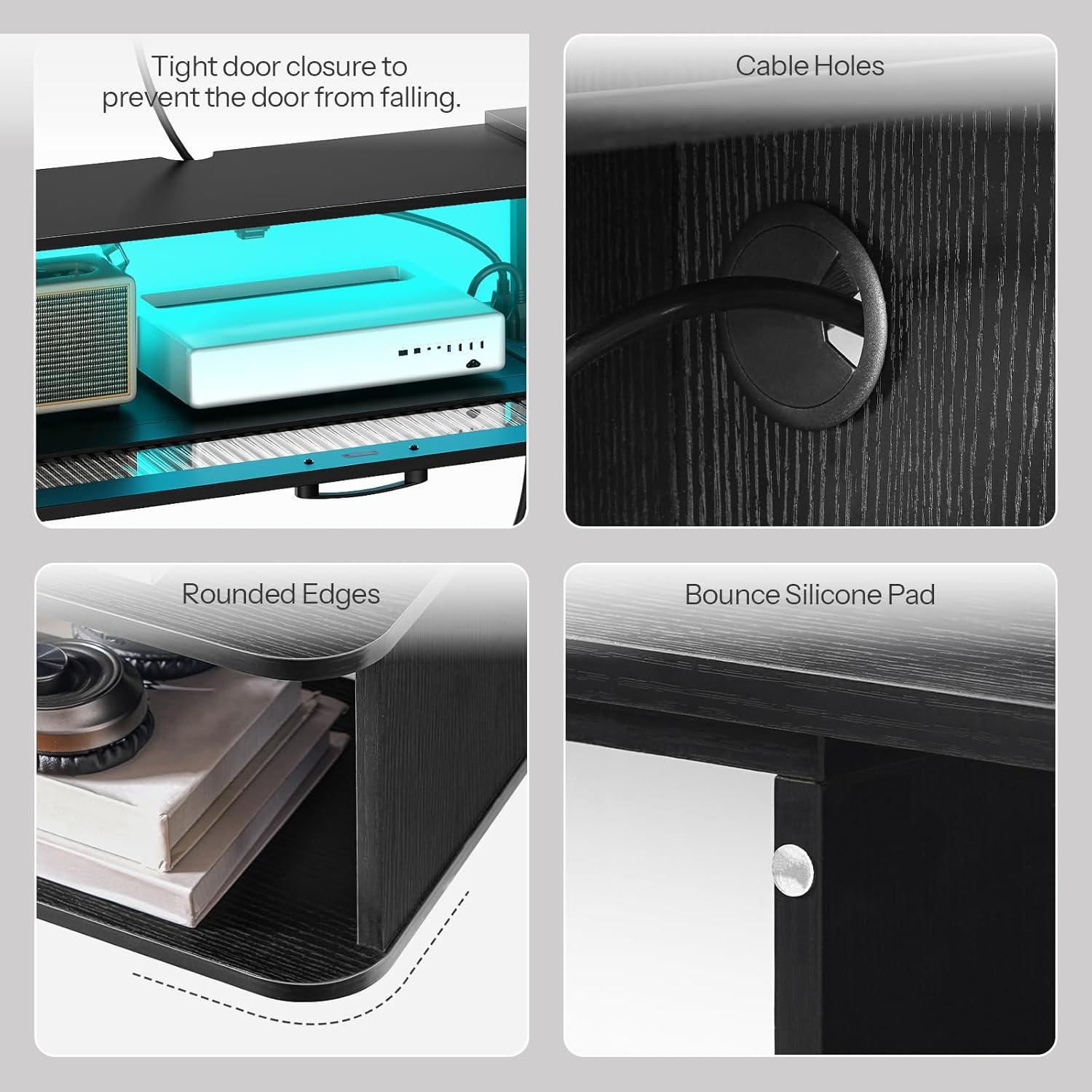 Soporte de TV Flotante HOOBRO 139 cm con Luz LED y Tomas