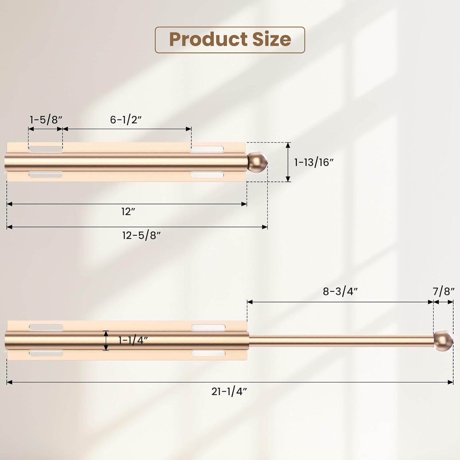 Varilla de Valet Retráctil Supforce 30.48 cm Aluminio Dorado