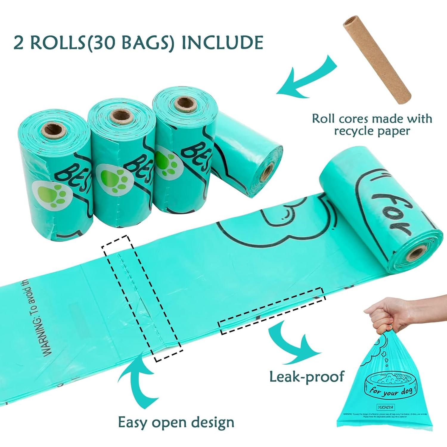 Dispensador de bolsas de caca de perro YUCHIYA con linterna LED