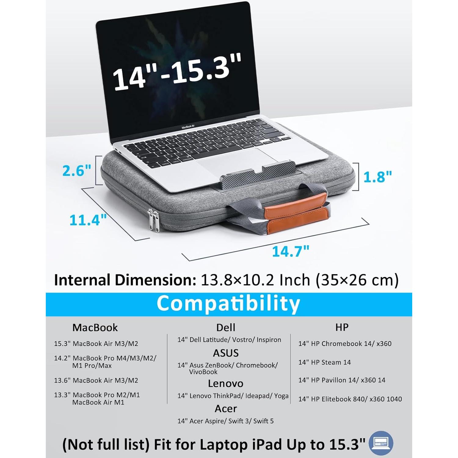 Funda Dura para Laptop 14" Nauttxon Gris - Impermeable y A Prueba de Golpes