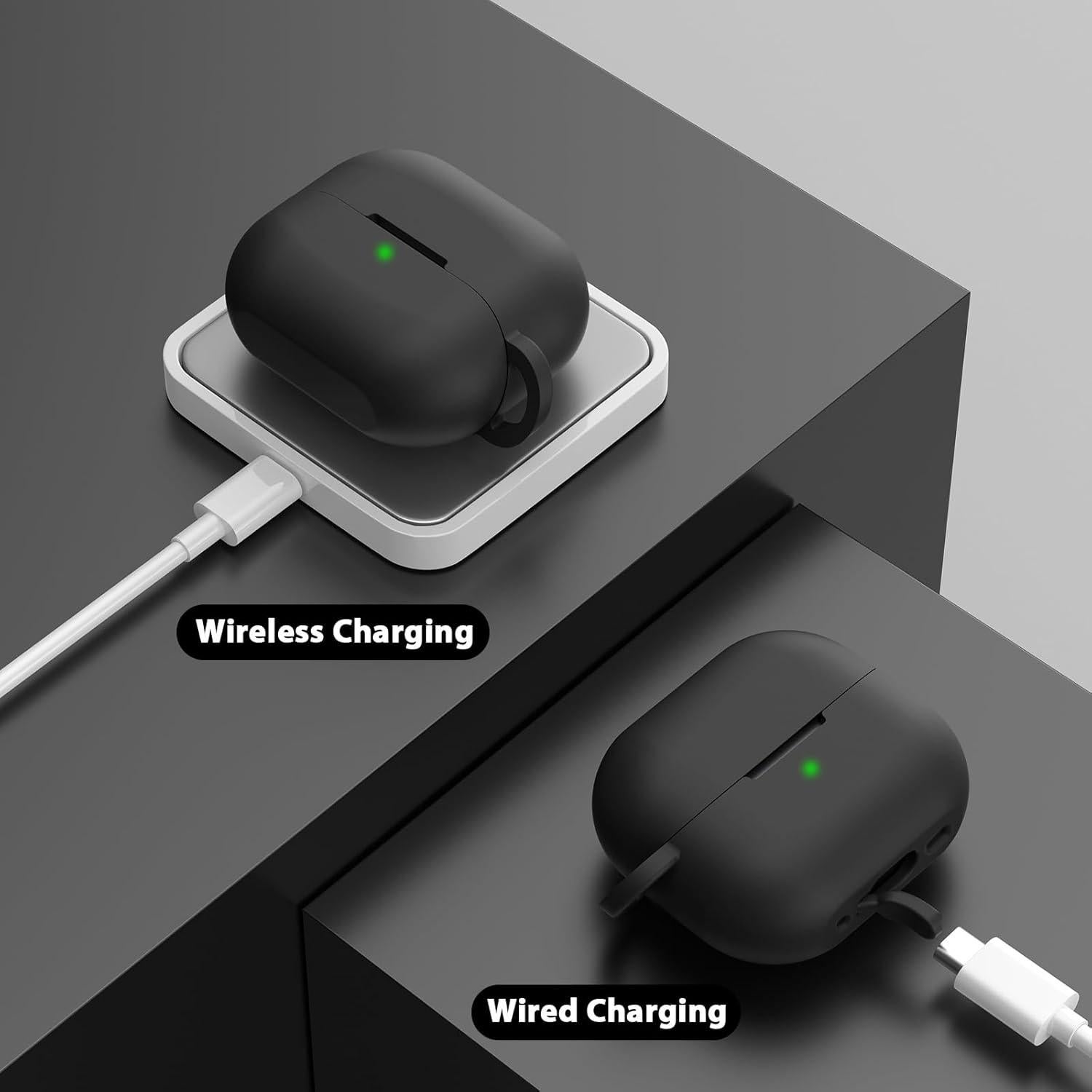 Funda de Silicona VISOOM para AirPods 4 - Color Negro con Llavero