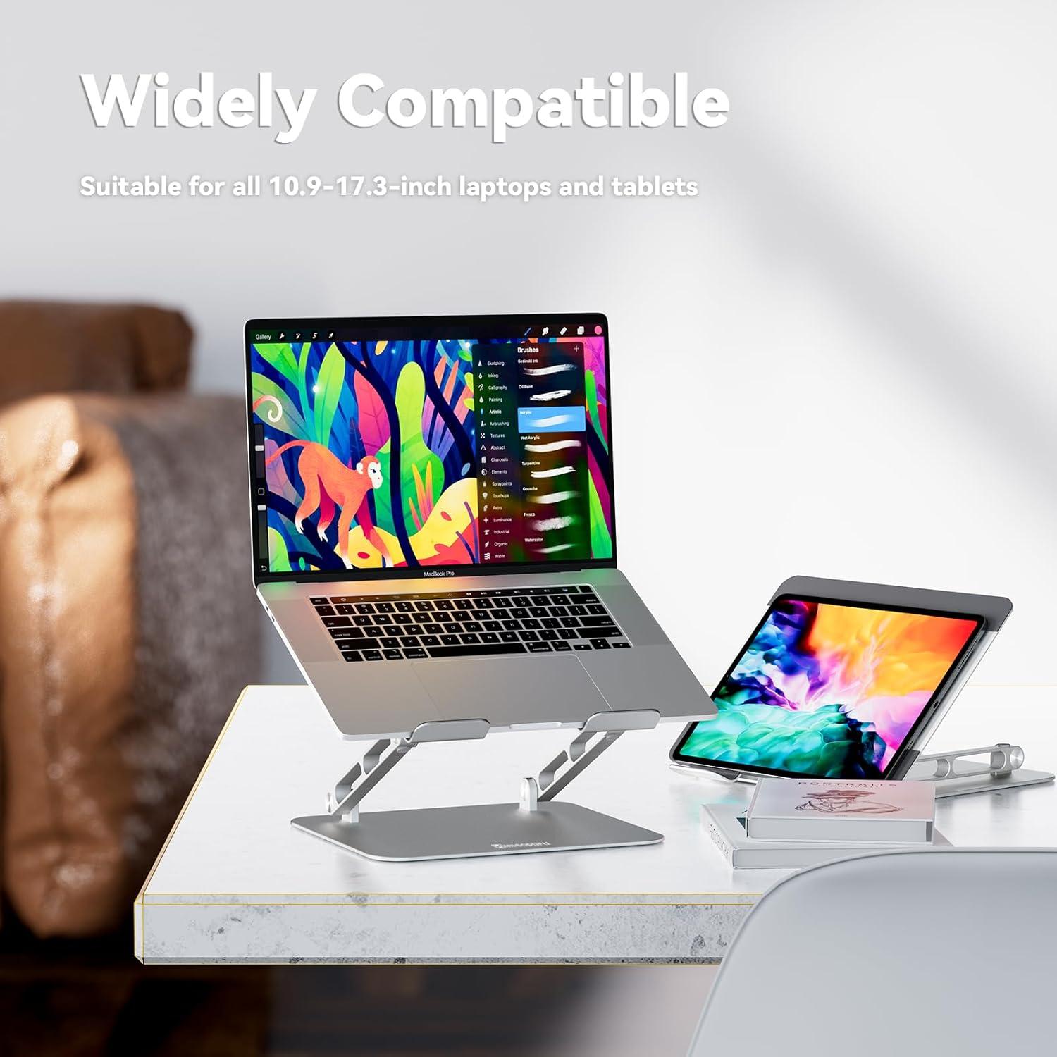 Minisopuru Soporte Ajustable para Laptop Ergonómico - Plata