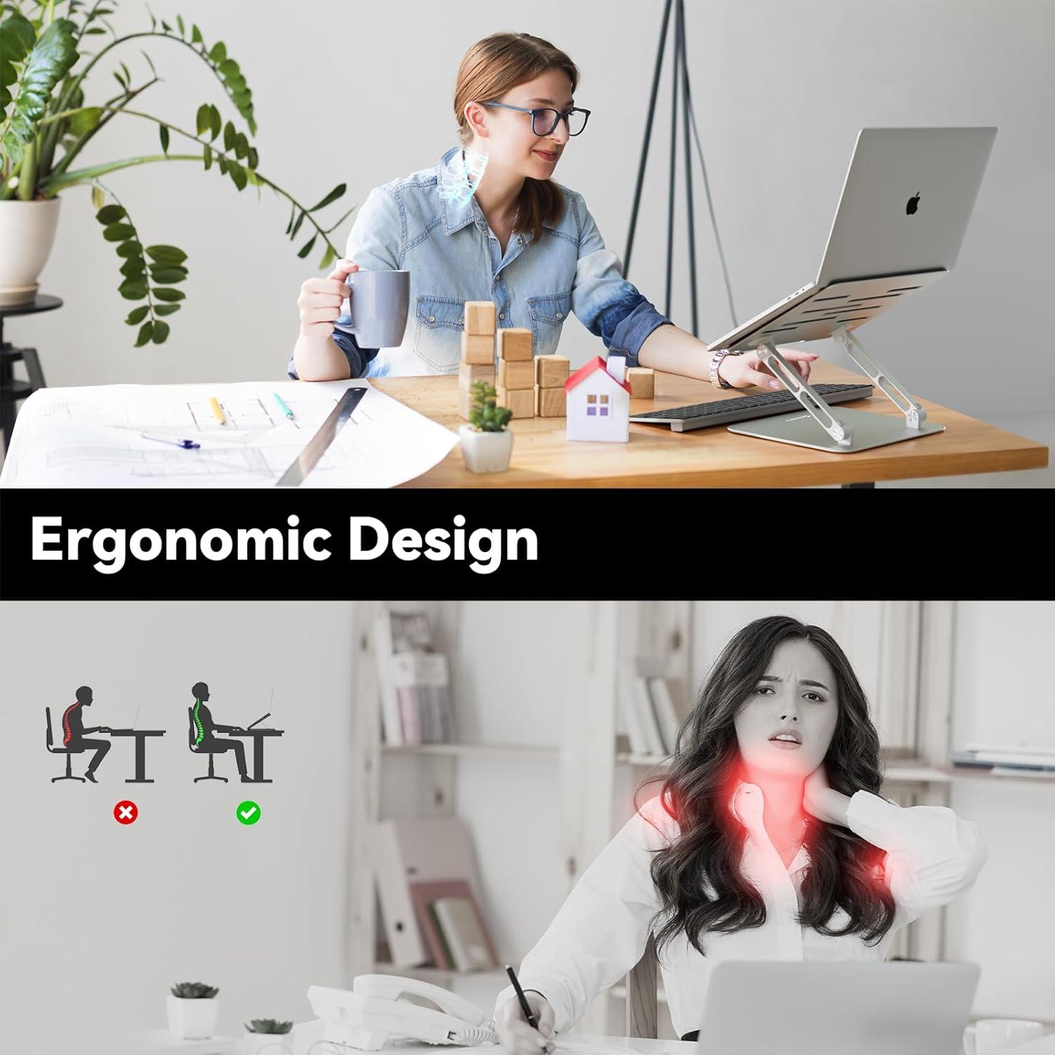 Minisopuru Soporte Ajustable para Laptop Ergonómico - Plata