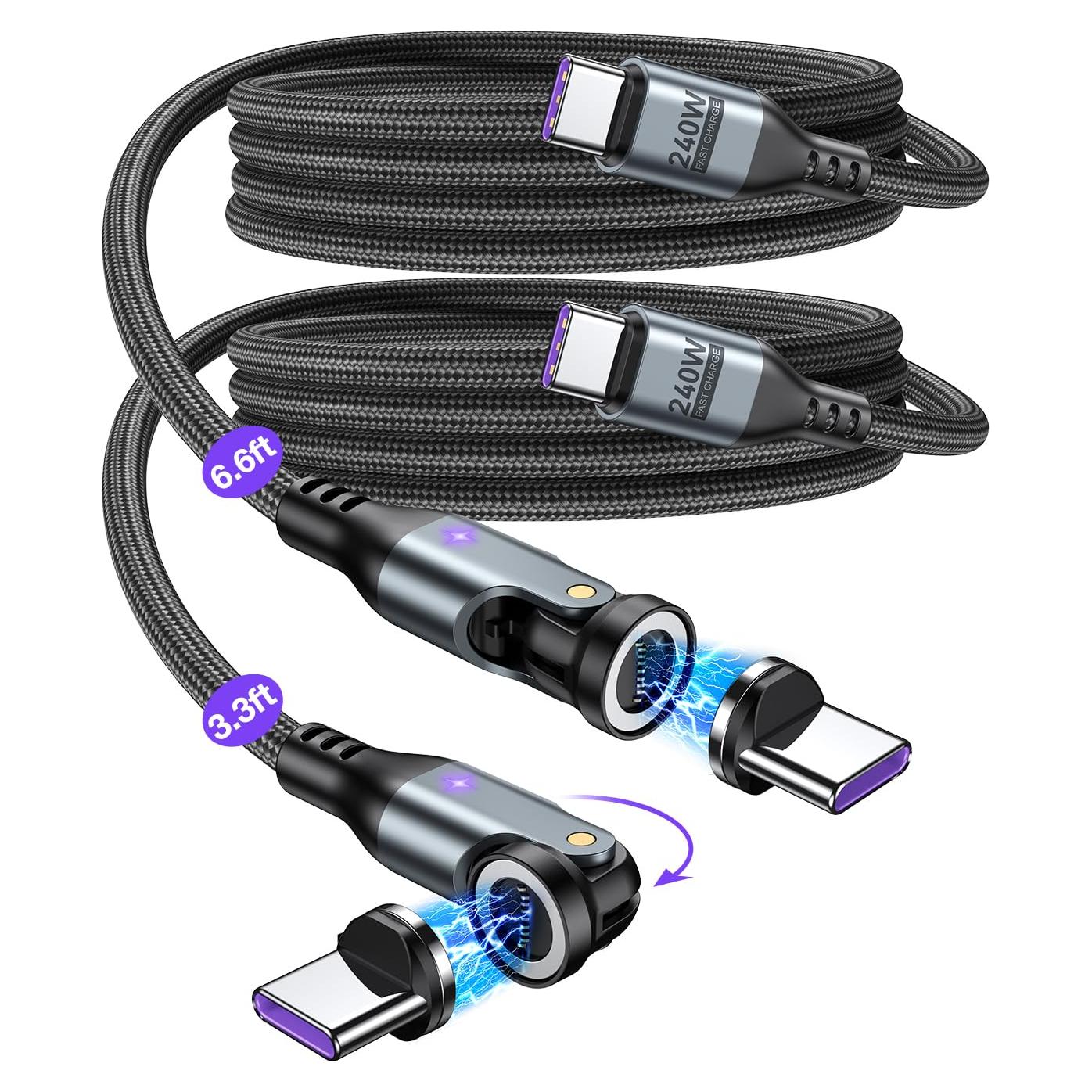 Cable de Carga Magnético A.S Gen3 USB C 240W 2Pack 1m 1.83m