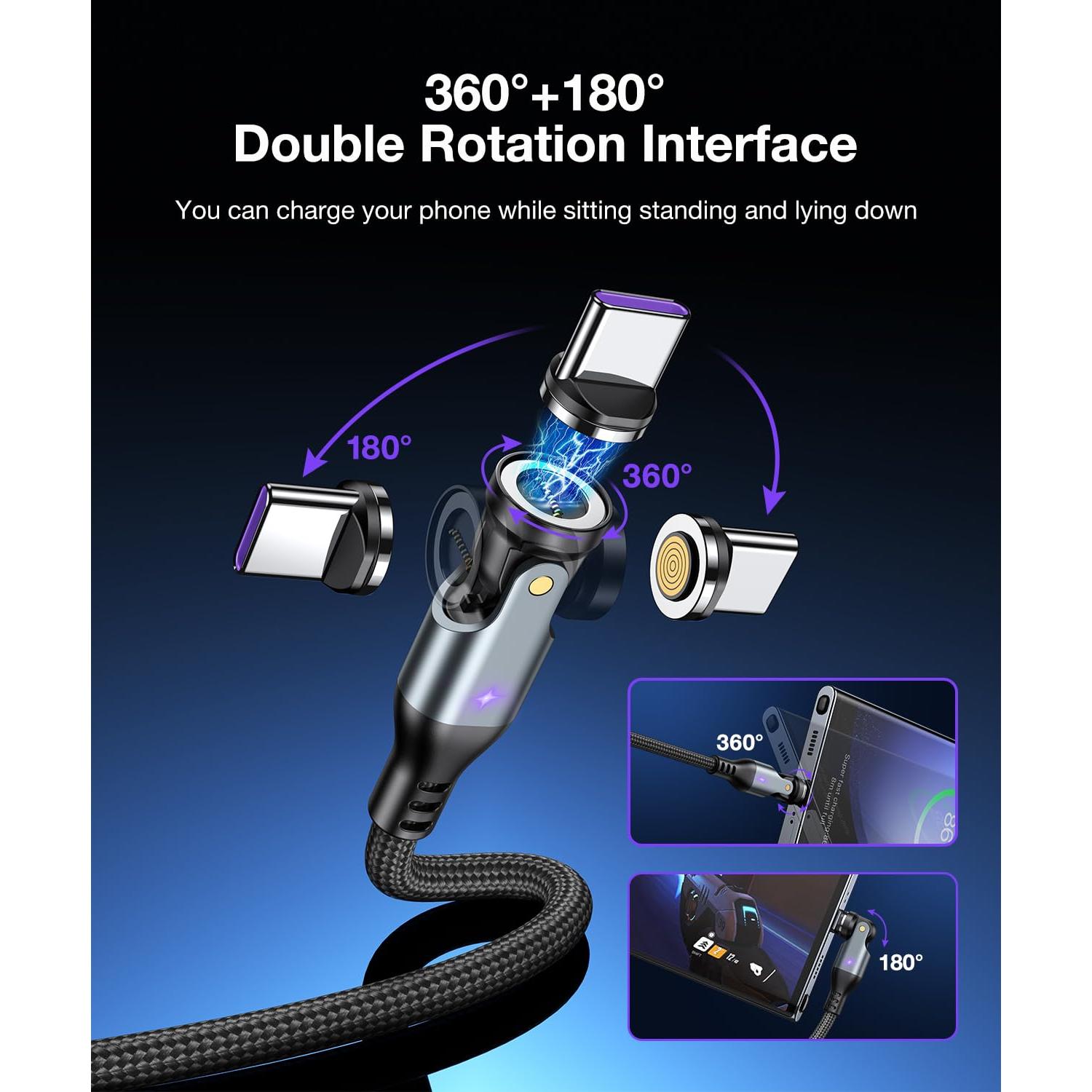 Cable de Carga Magnético A.S Gen3 USB C 240W 2Pack 1m 1.83m