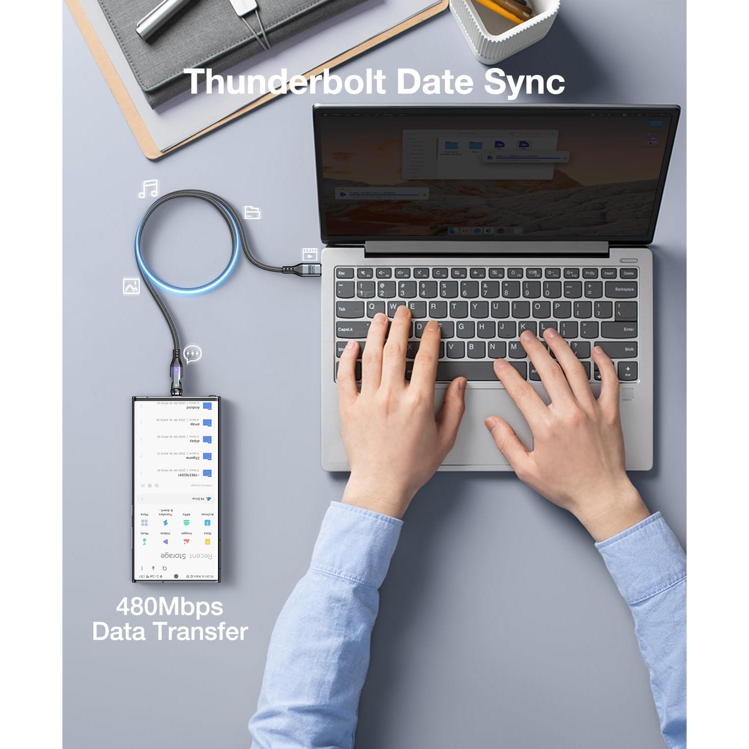 Cable de Carga Magnético A.S Gen3 USB C 240W 2Pack 1m 1.83m